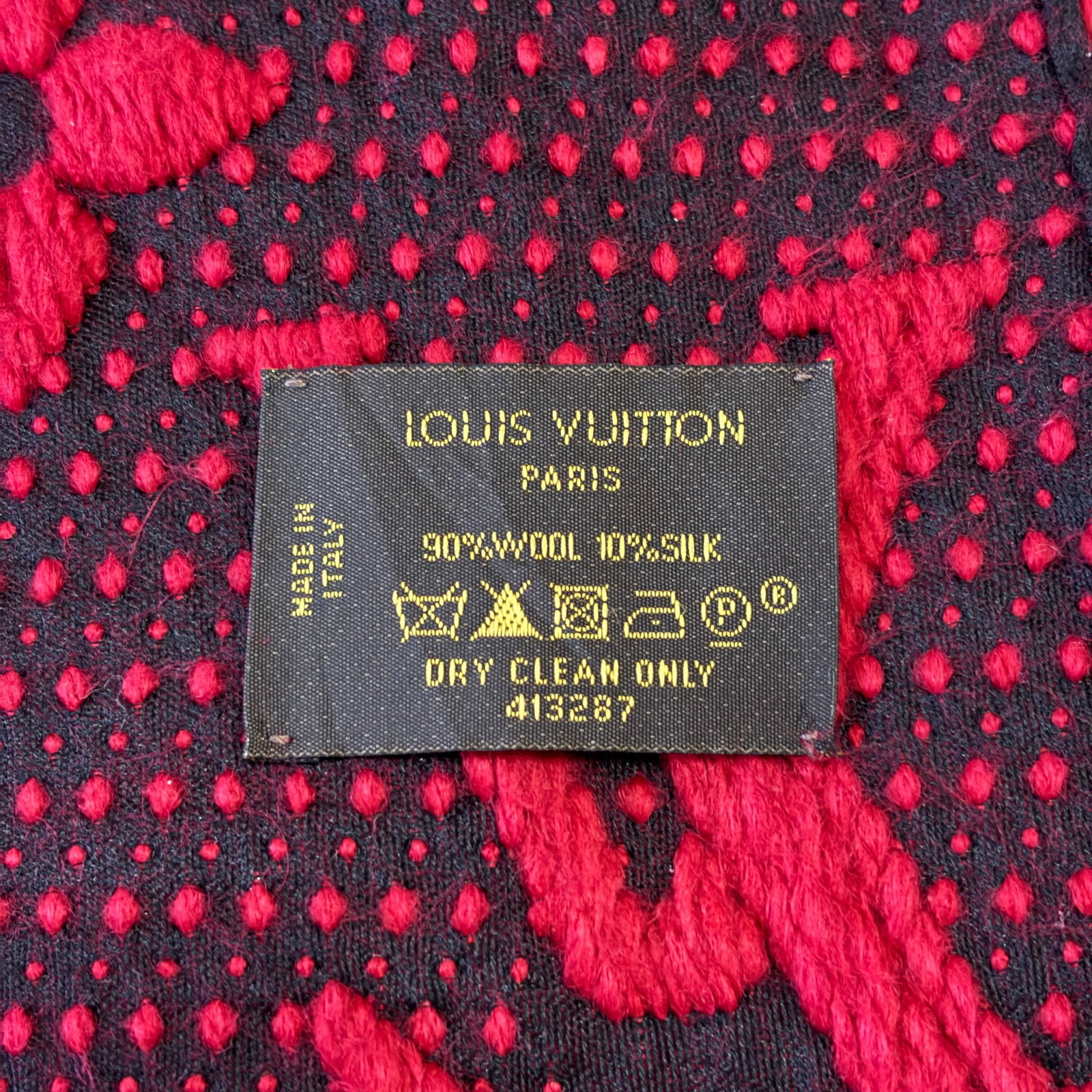 Louis Vuitton Bright Red Thick Wool & Silk Scarf - 12