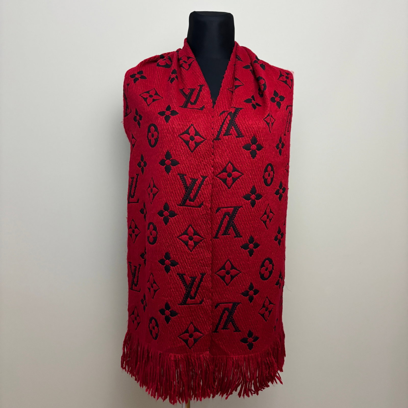 Louis Vuitton Bright Red Thick Wool & Silk Scarf - 9