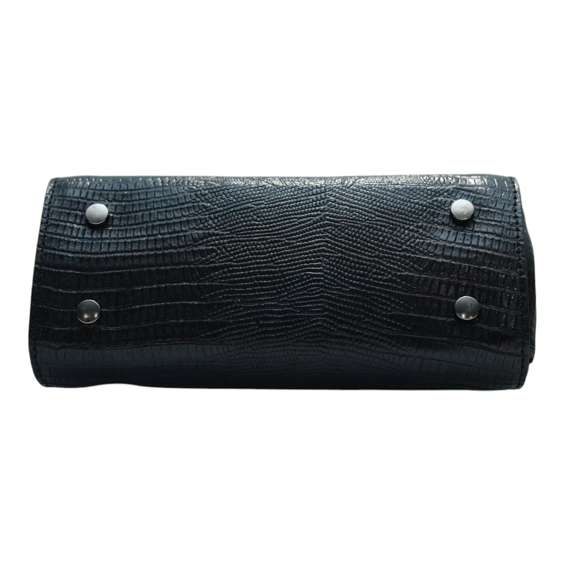 Black Leather Snake Pattern Frame Clutch Evening Bag Handbag - 4