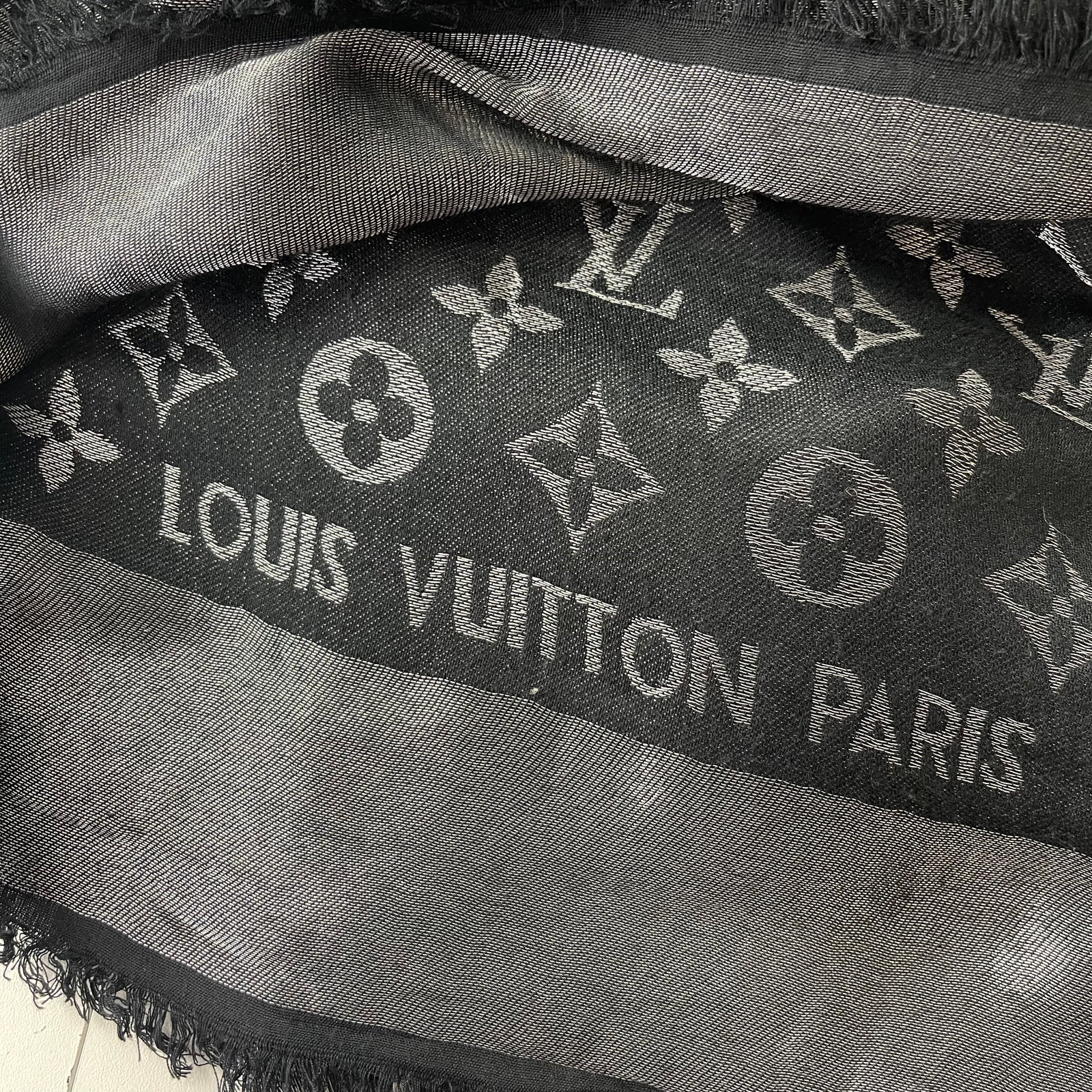 Louis Vuitton Black Reversible Silk Wool Scarf - 5