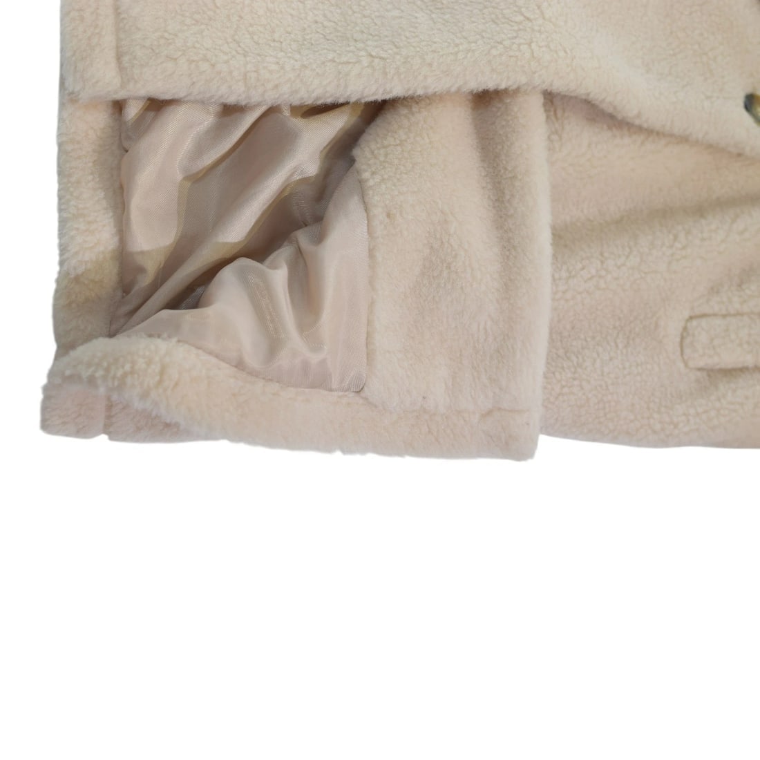 Oakwood Cream Teddy Coat L Double Breasted Wool Blend Long Winter Jacket Beige - 10