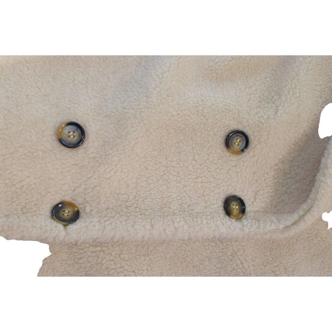 Oakwood Cream Teddy Coat L Double Breasted Wool Blend Long Winter Jacket Beige - 8