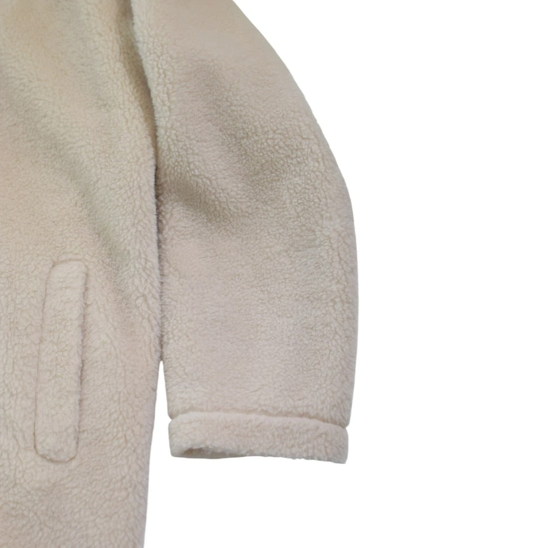 Oakwood Cream Teddy Coat L Double Breasted Wool Blend Long Winter Jacket Beige - 9
