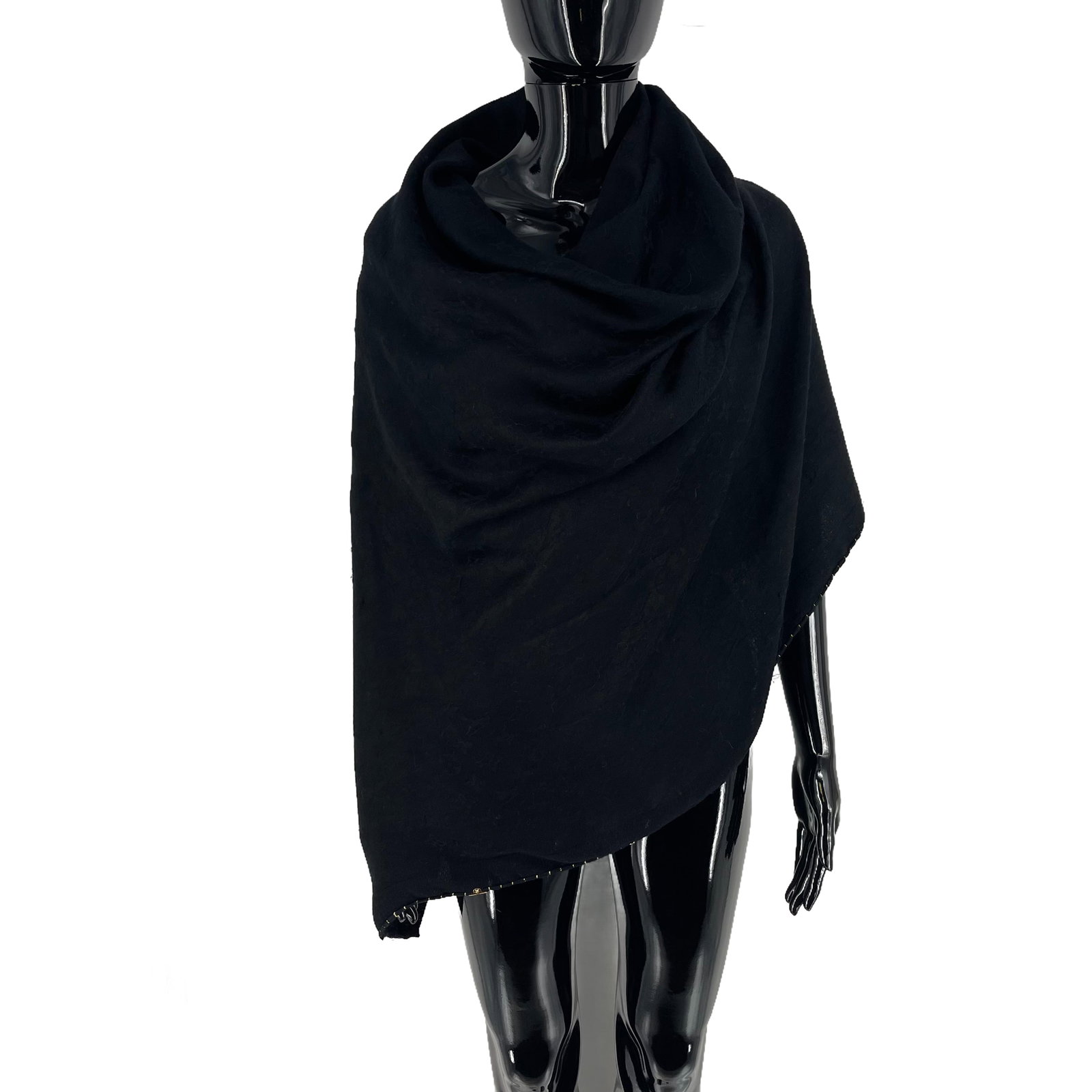 Louis Vuitton Black Monogram Silk Wool Scarf - 4