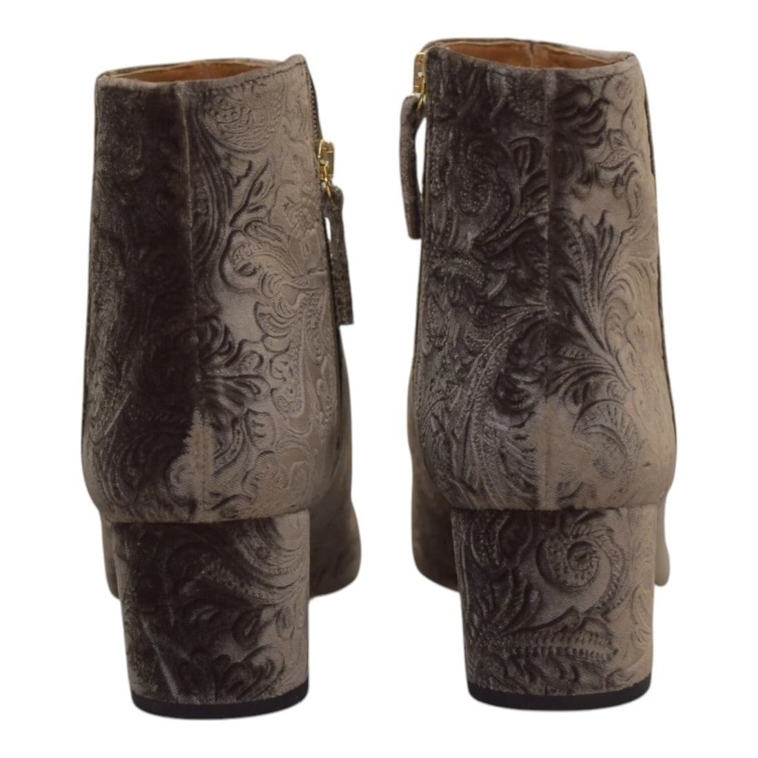 Aquazzura Ornate Velvet Ankle Grey Boots 4,5'' heels size 9,5 zip closure - 5