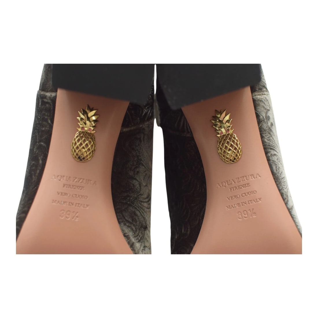 Aquazzura Ornate Velvet Ankle Grey Boots 4,5'' heels size 9,5 zip closure - 7