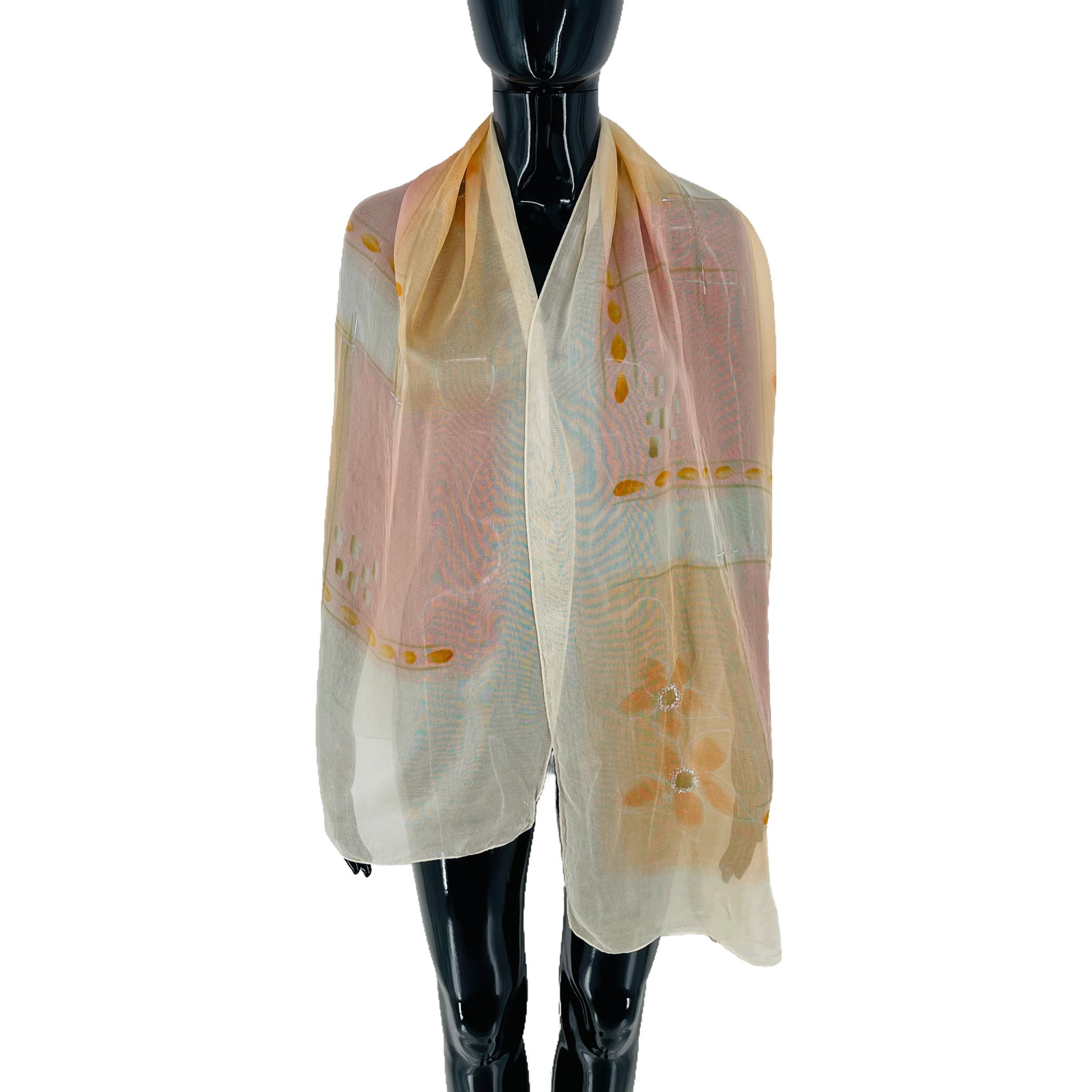 Aquascutum Beige Printed 100% Silk Scarf (1 of 10)