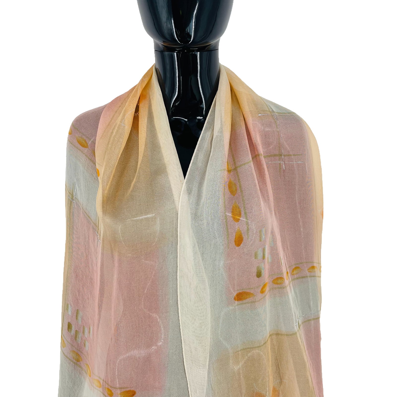 Aquascutum Beige Printed 100% Silk Scarf - 2