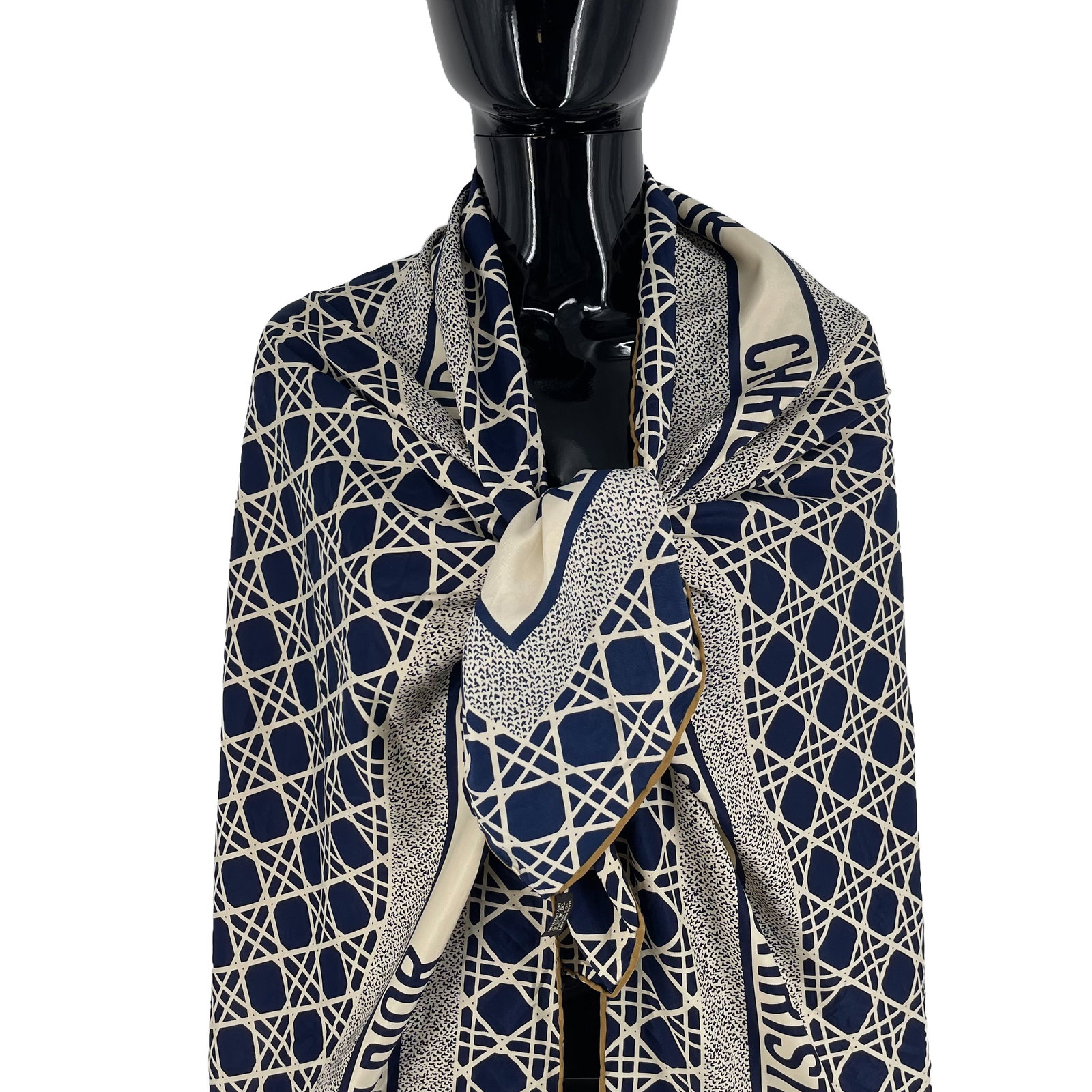 Christian Dior Black Printed 100% Silk Scarf - 2