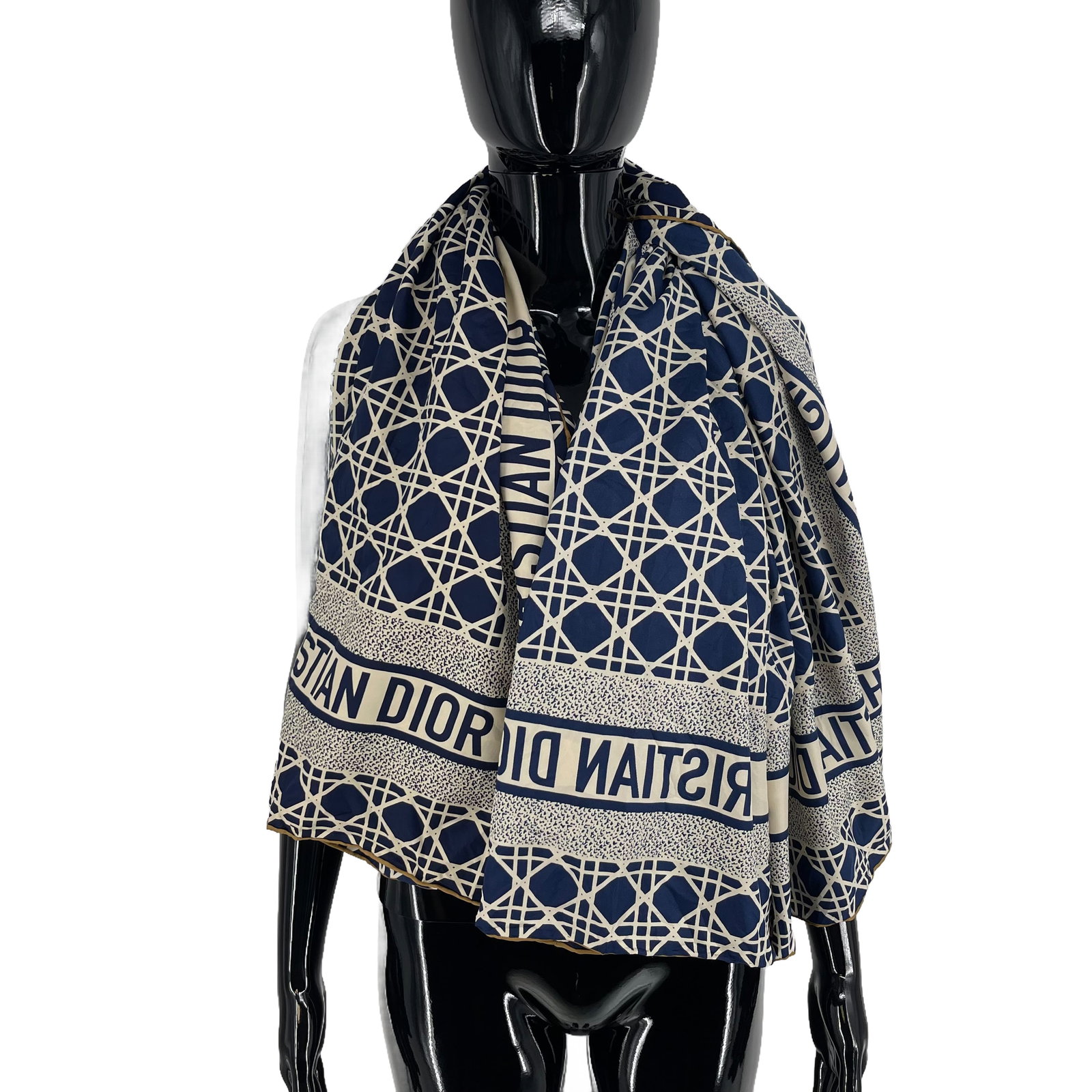 Christian Dior Black Printed 100% Silk Scarf - 4