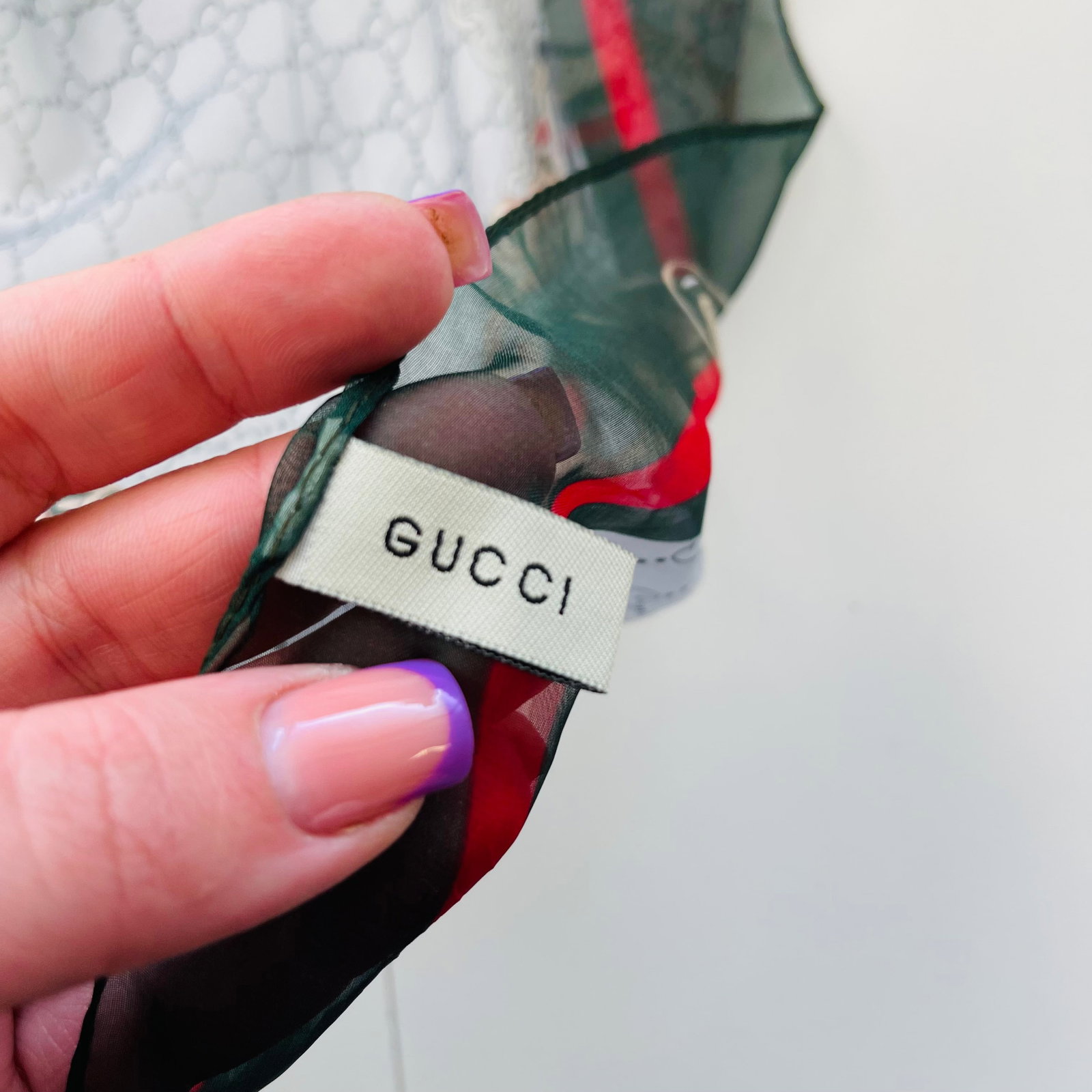 Gucci Grey Printed 100% Silk Scarf - 6