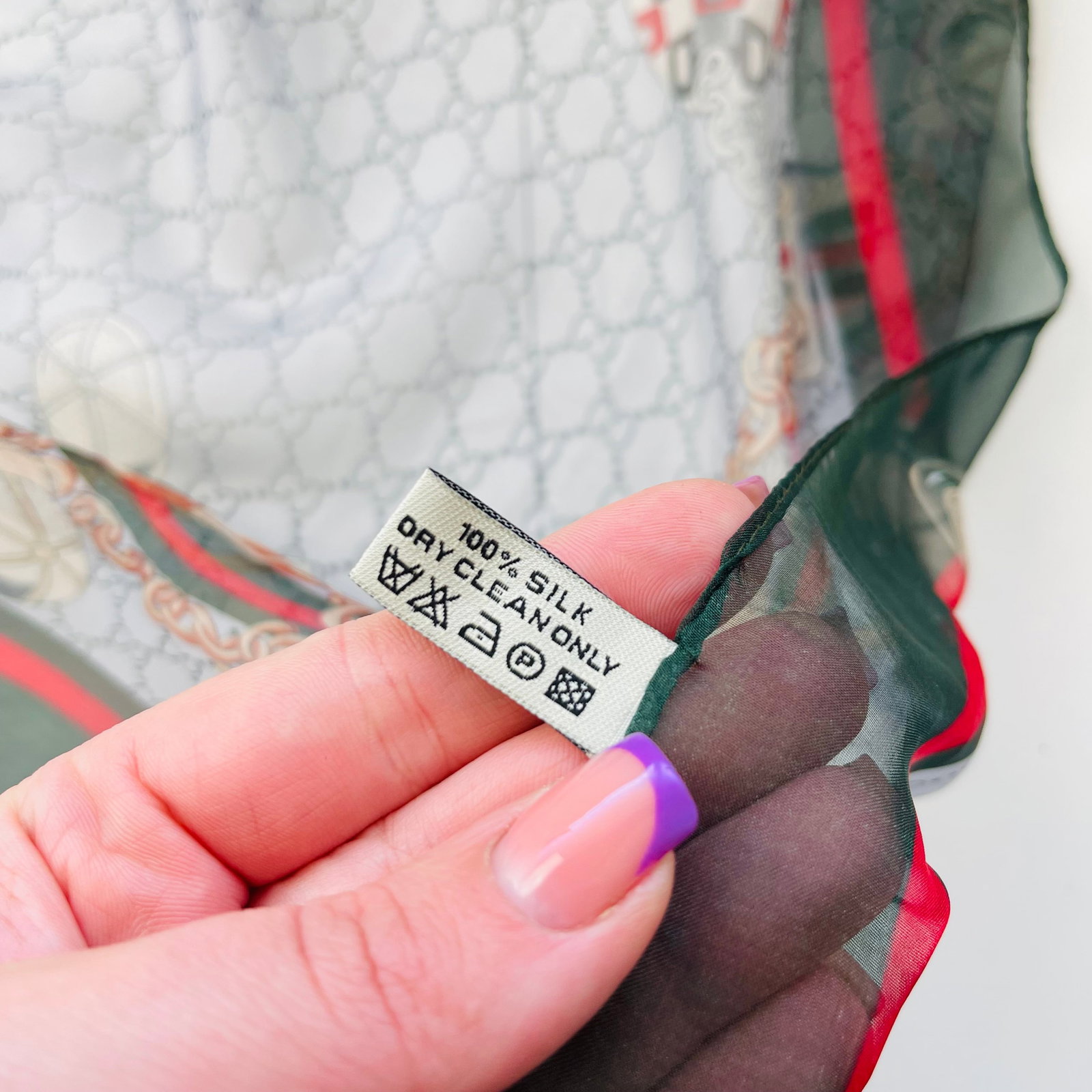 Gucci Grey Printed 100% Silk Scarf - 7