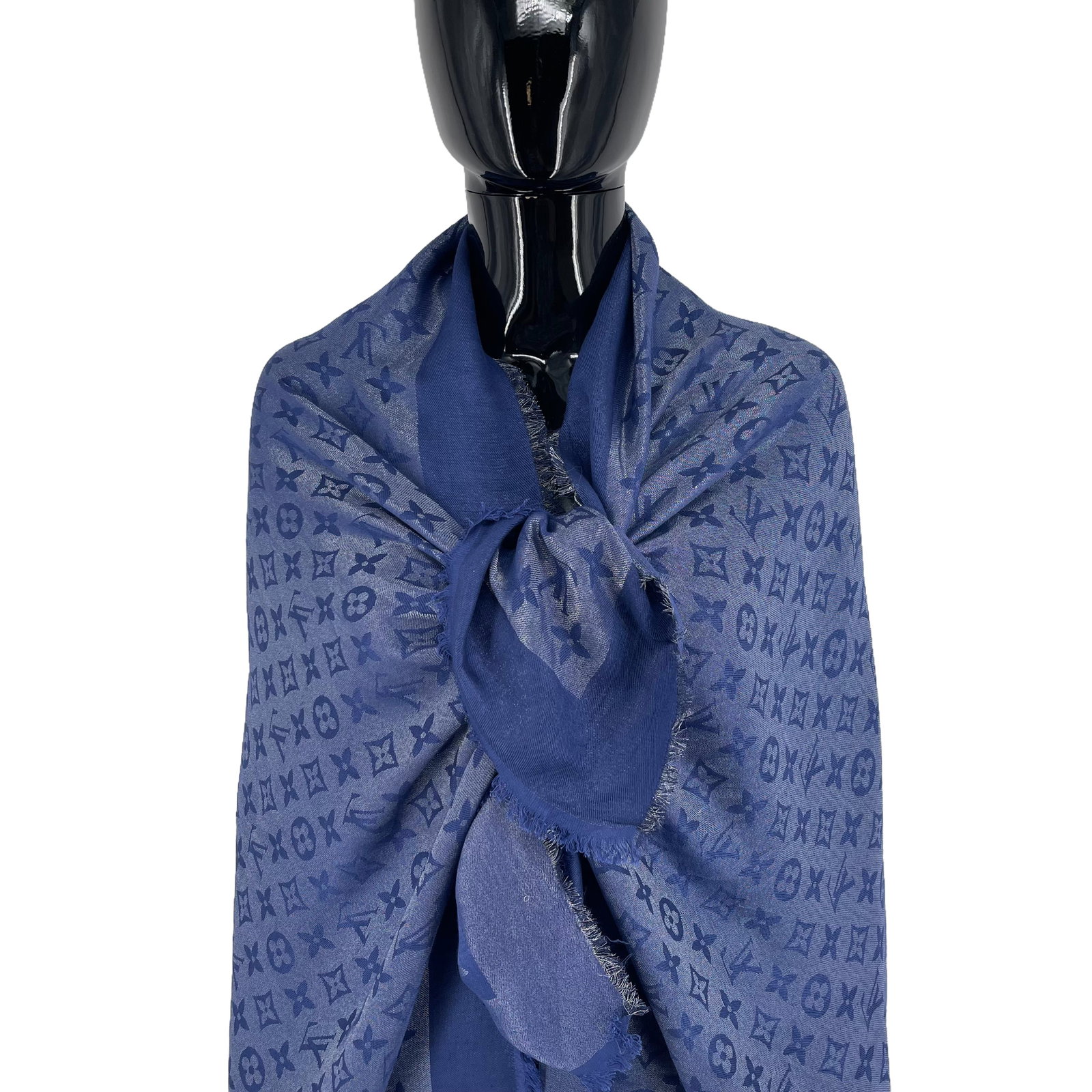 Louis Vuitton Blue Reversible Silk Wool Scarf - 2