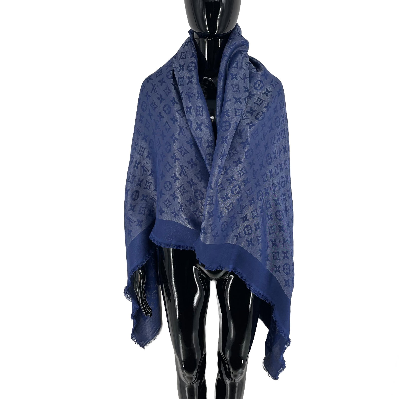 Louis Vuitton Blue Reversible Silk Wool Scarf - 3