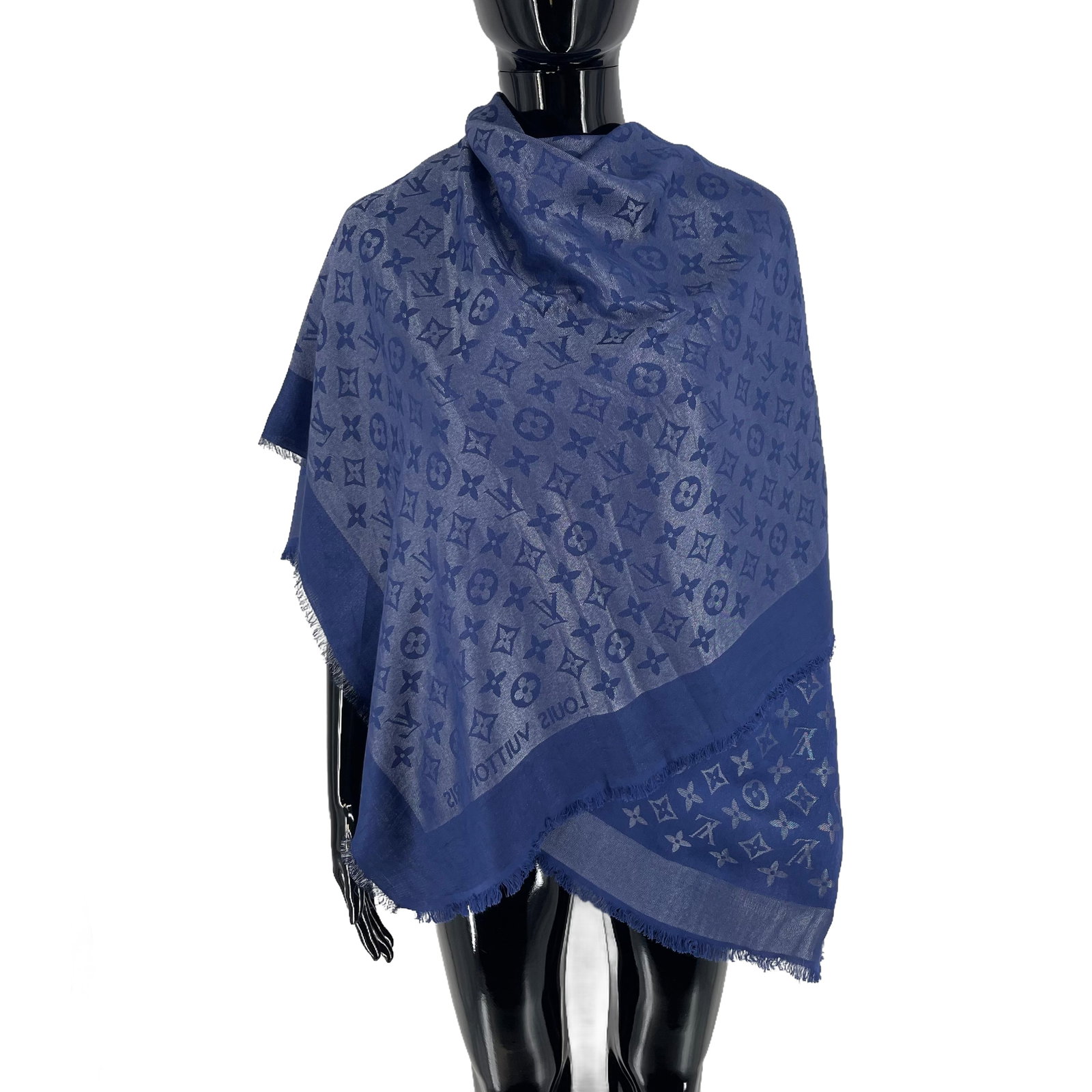 Louis Vuitton Blue Reversible Silk Wool Scarf - 5