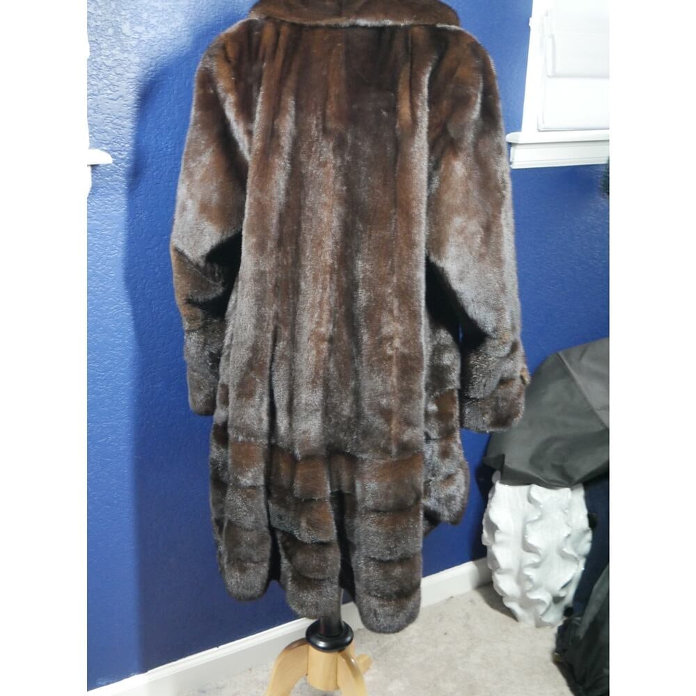 AMAZING Scan Brown Directional Swing Mink Fur Coat Jacket - 3