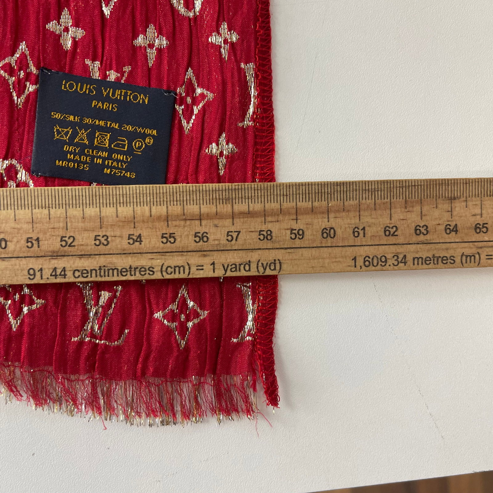 Louis Vuitton Red Reversible Silk Wool Scarf - 7