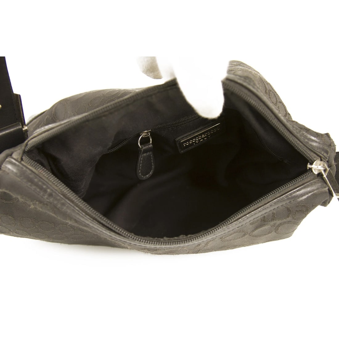 RoccoBarocco Black Signature Logo canvas shoulder bag Hobo Handbag - 8