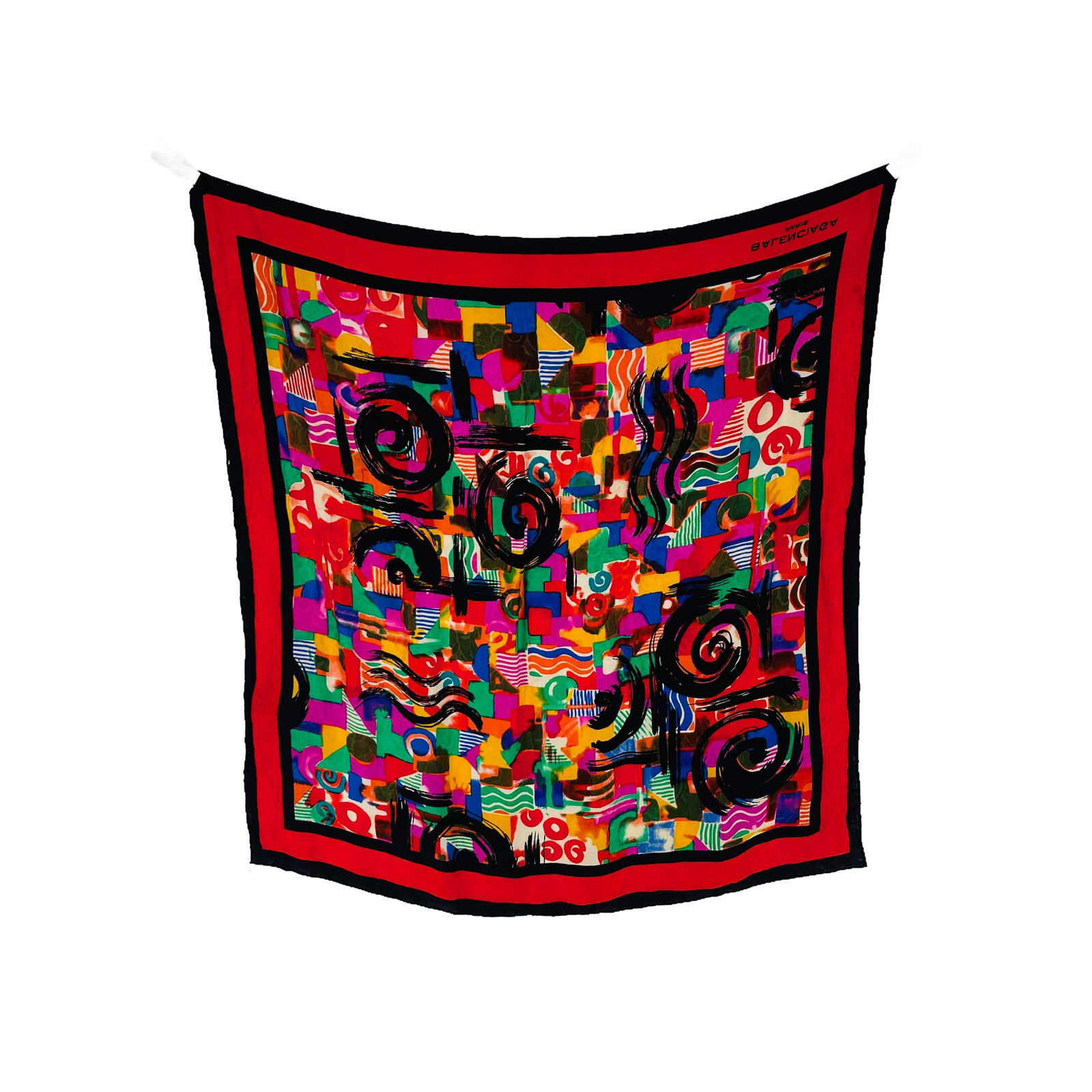 Balenciaga Red Printed 100% Silk Scarf (1 of 9)