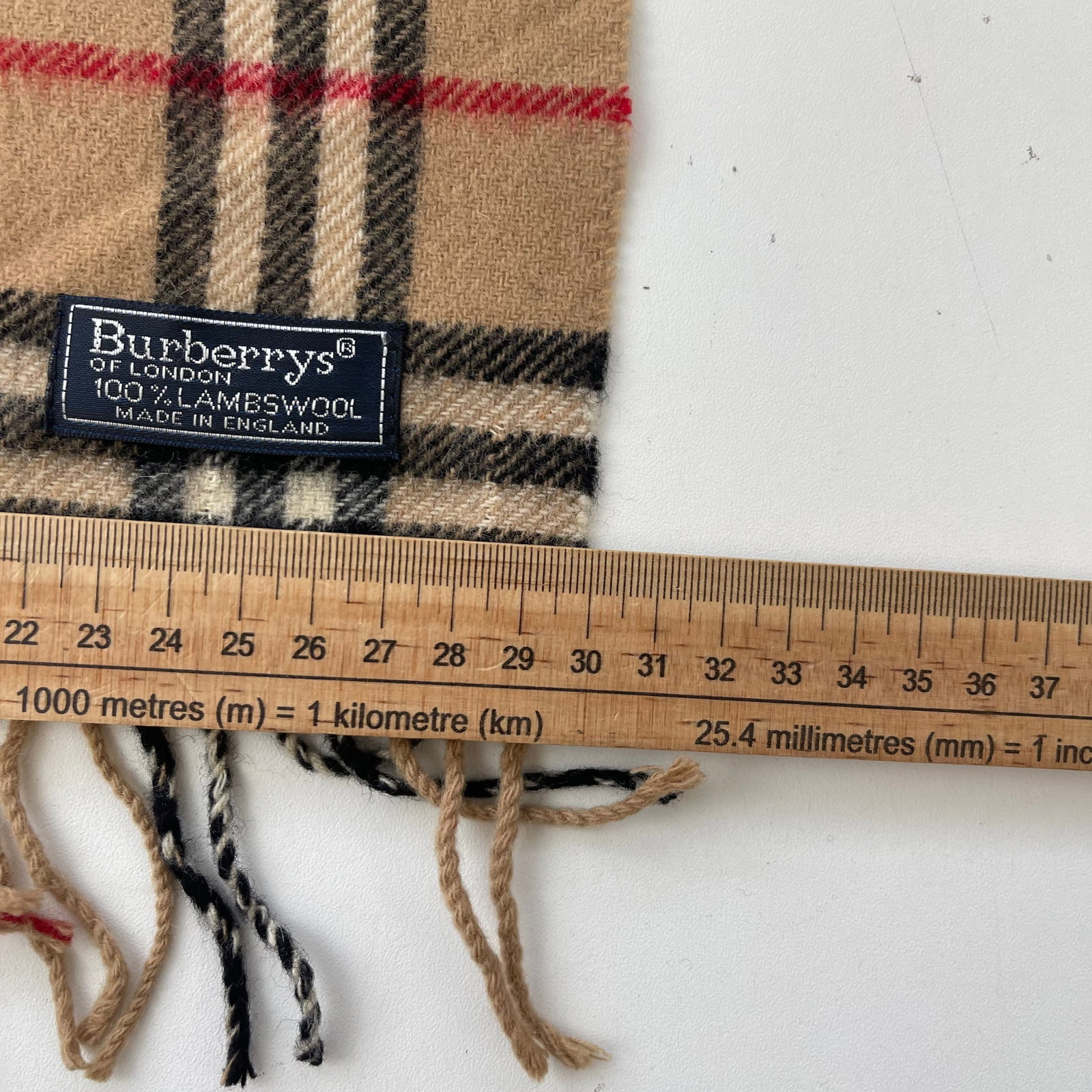 Burberrys Beige Plaid 100% Wool Scarf - 7