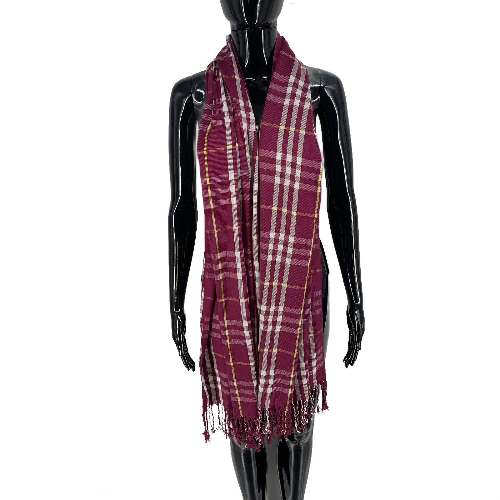 Burberry Purple Plaid 100% Wool Scarf - 2