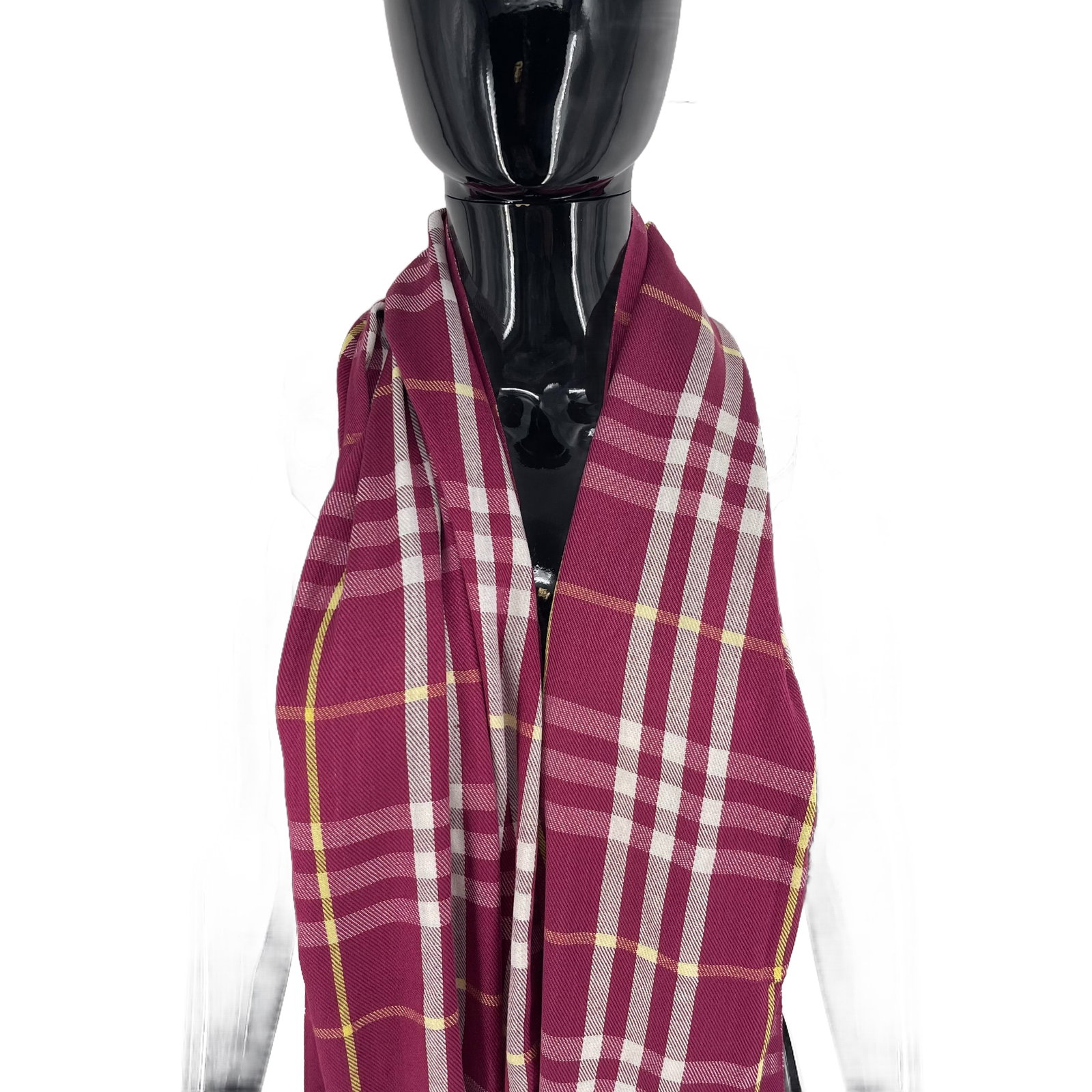 Burberry Purple Plaid 100% Wool Scarf - 3