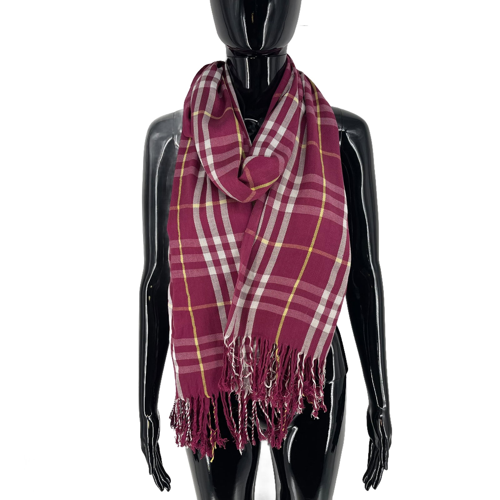 Burberry Purple Plaid 100% Wool Scarf - 4