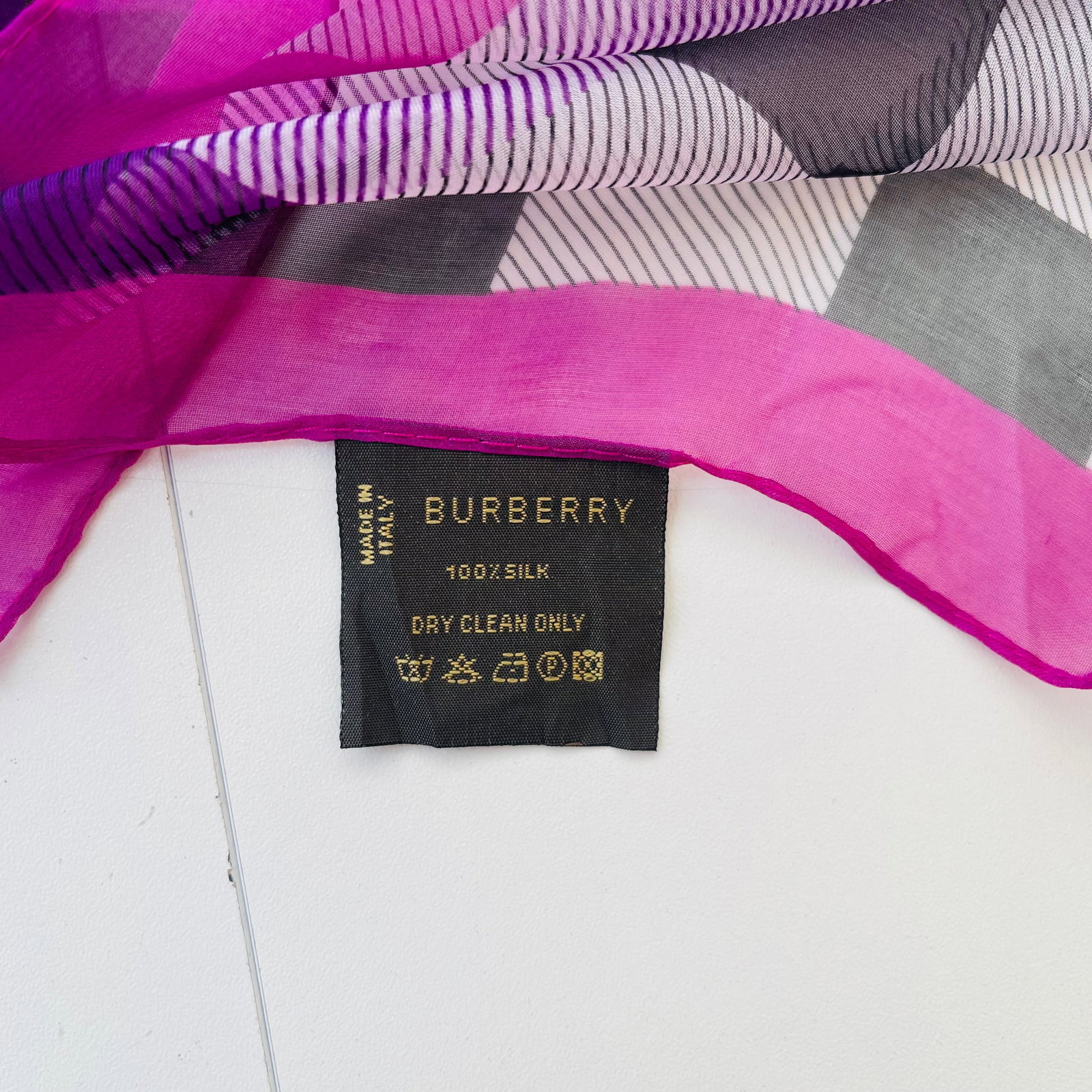 Burberry Purple Plaid 100% Silk Scarf - 6