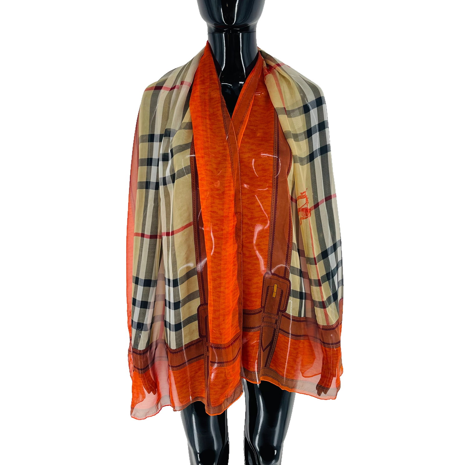 Burberry Beige & Orange Plaid 100% Silk Scarf: Title: Burberry Beige & Orange Plaid 100% Silk Scarf Brand:Burberry Date/Period:Modern Materials:100% Silk Size:One Size Description:Burberry Beige & Orange Plaid 100% Silk Scarf Reserve: $70.00 Shipp