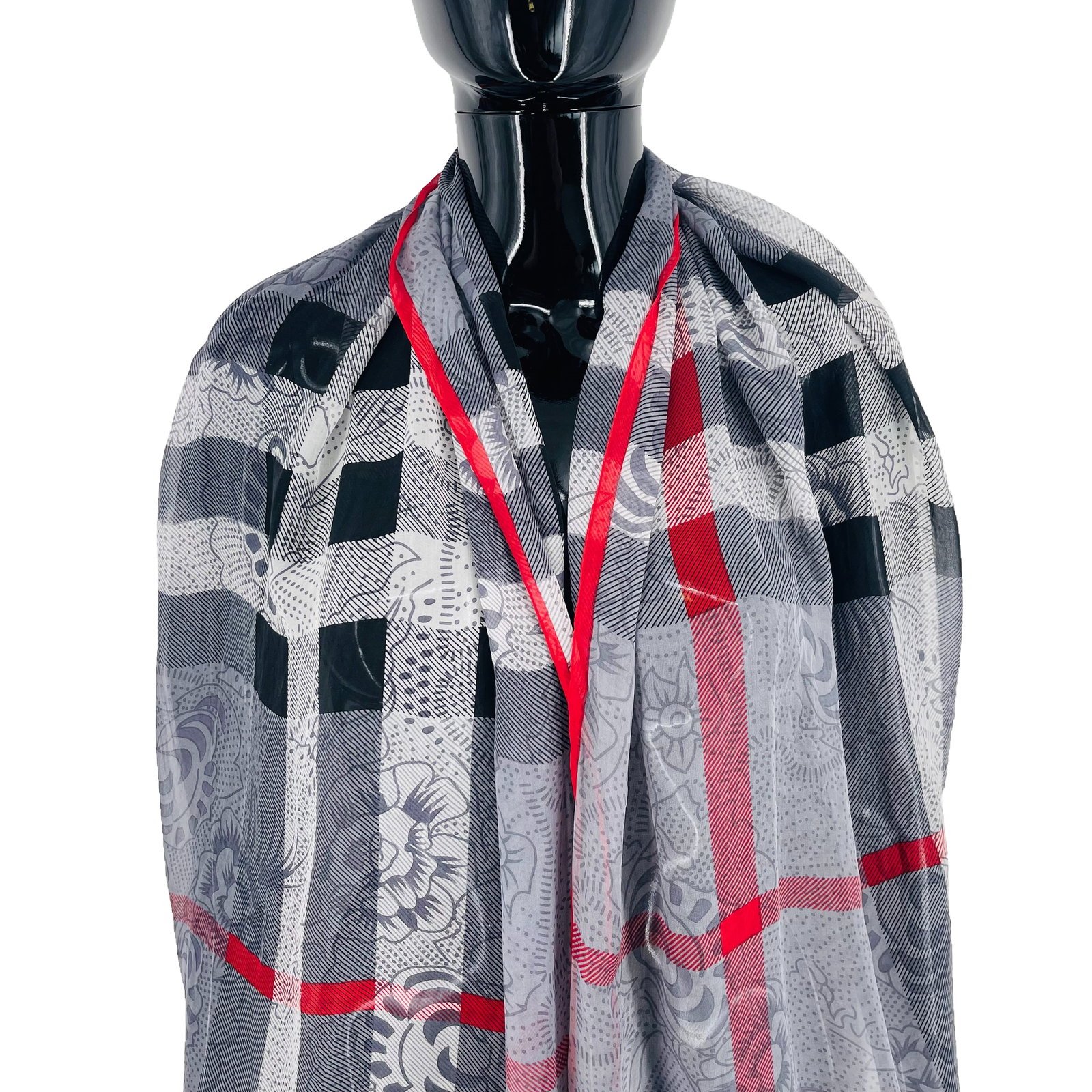 Burberry Grey Printed 100% Silk Scarf - 2