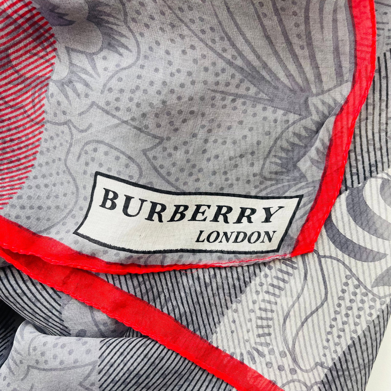 Burberry Grey Printed 100% Silk Scarf - 5