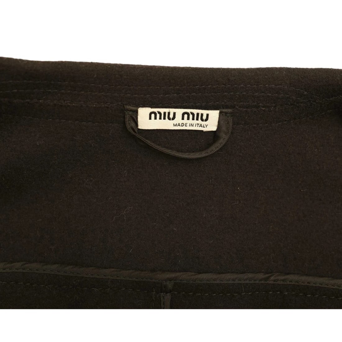 Miu Miu Black Woolen V Frilled Neckline Knee Length Coat size 44 - 4