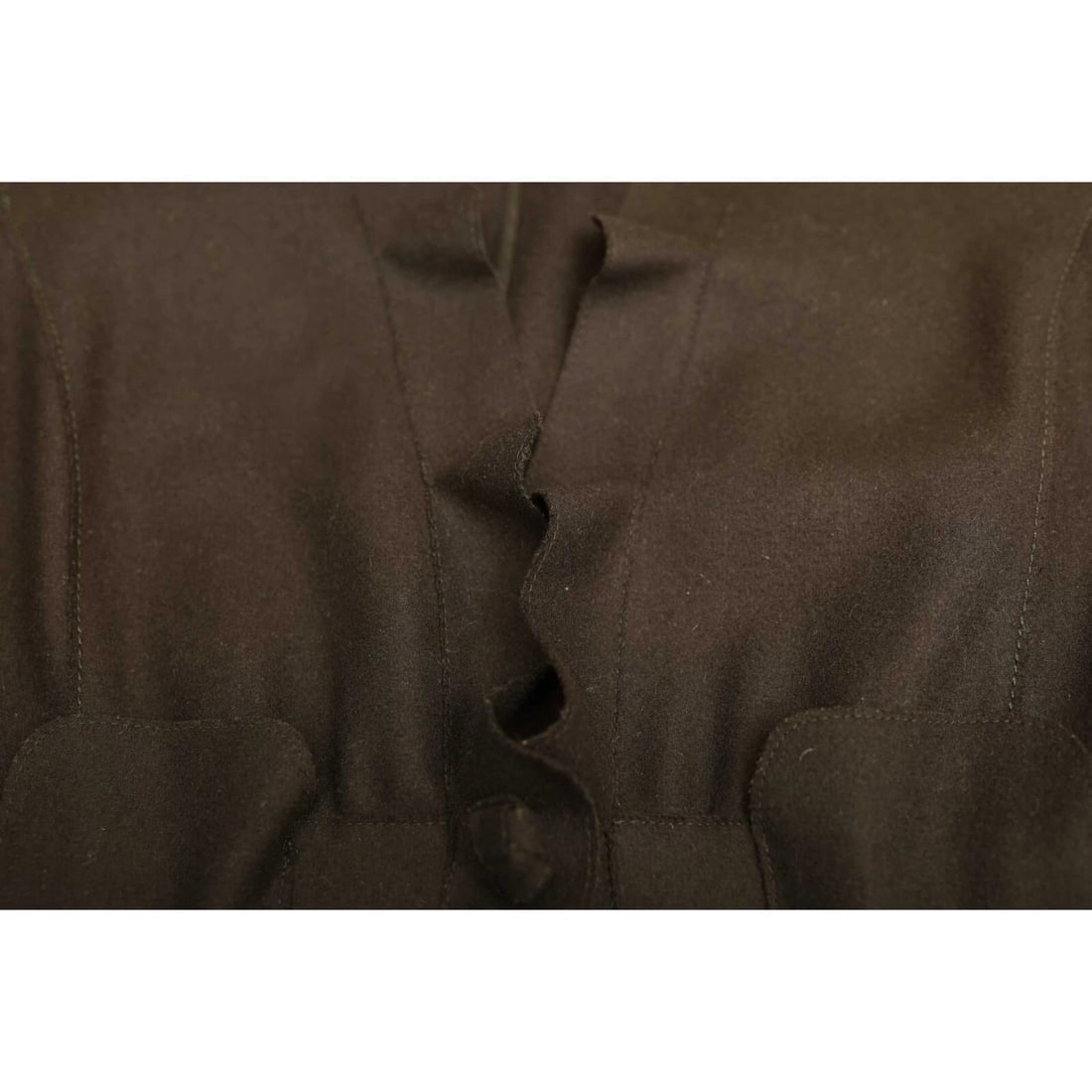 Miu Miu Black Woolen V Frilled Neckline Knee Length Coat size 44 - 9