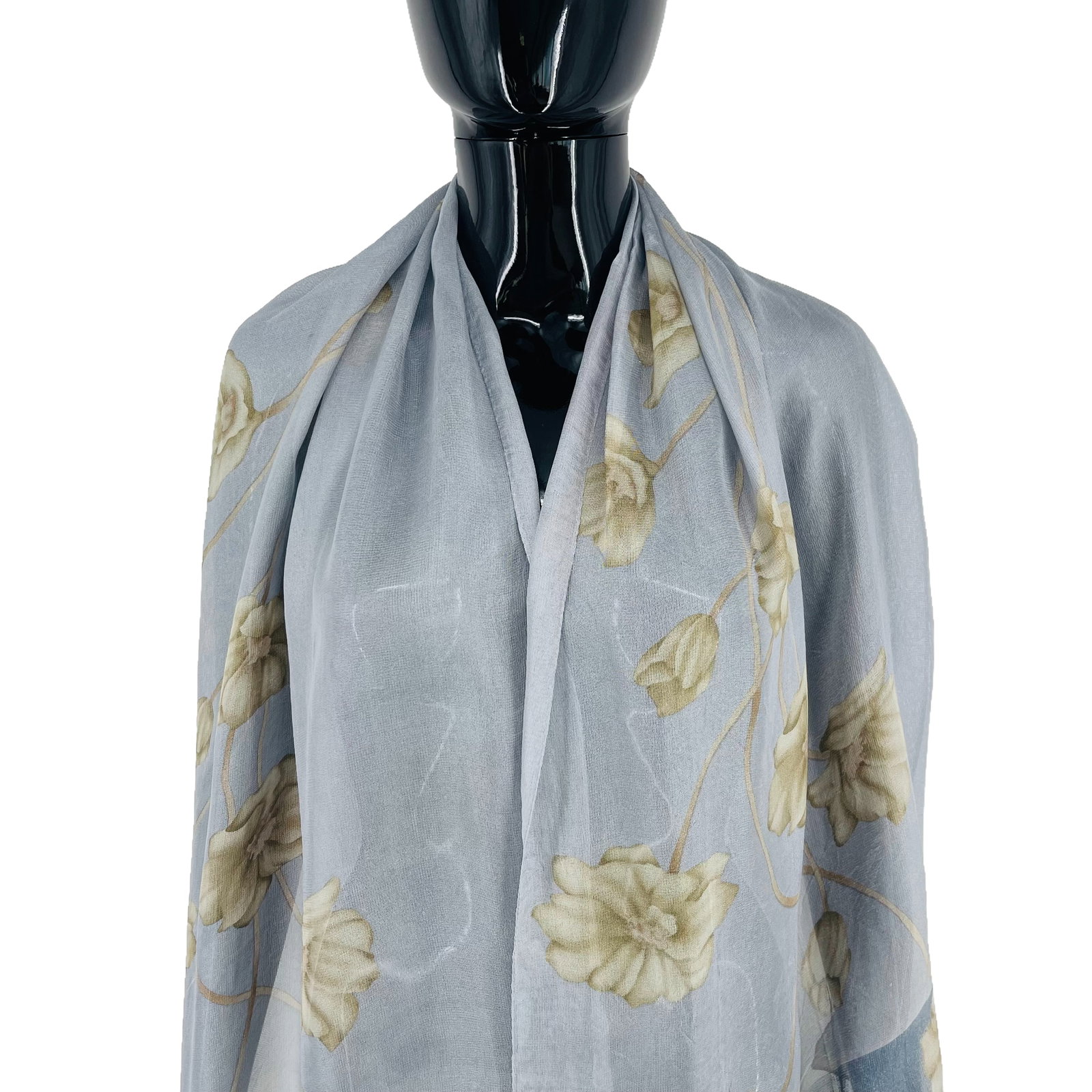 Aquascutum Blue Floral 100% Silk Scarf - 2