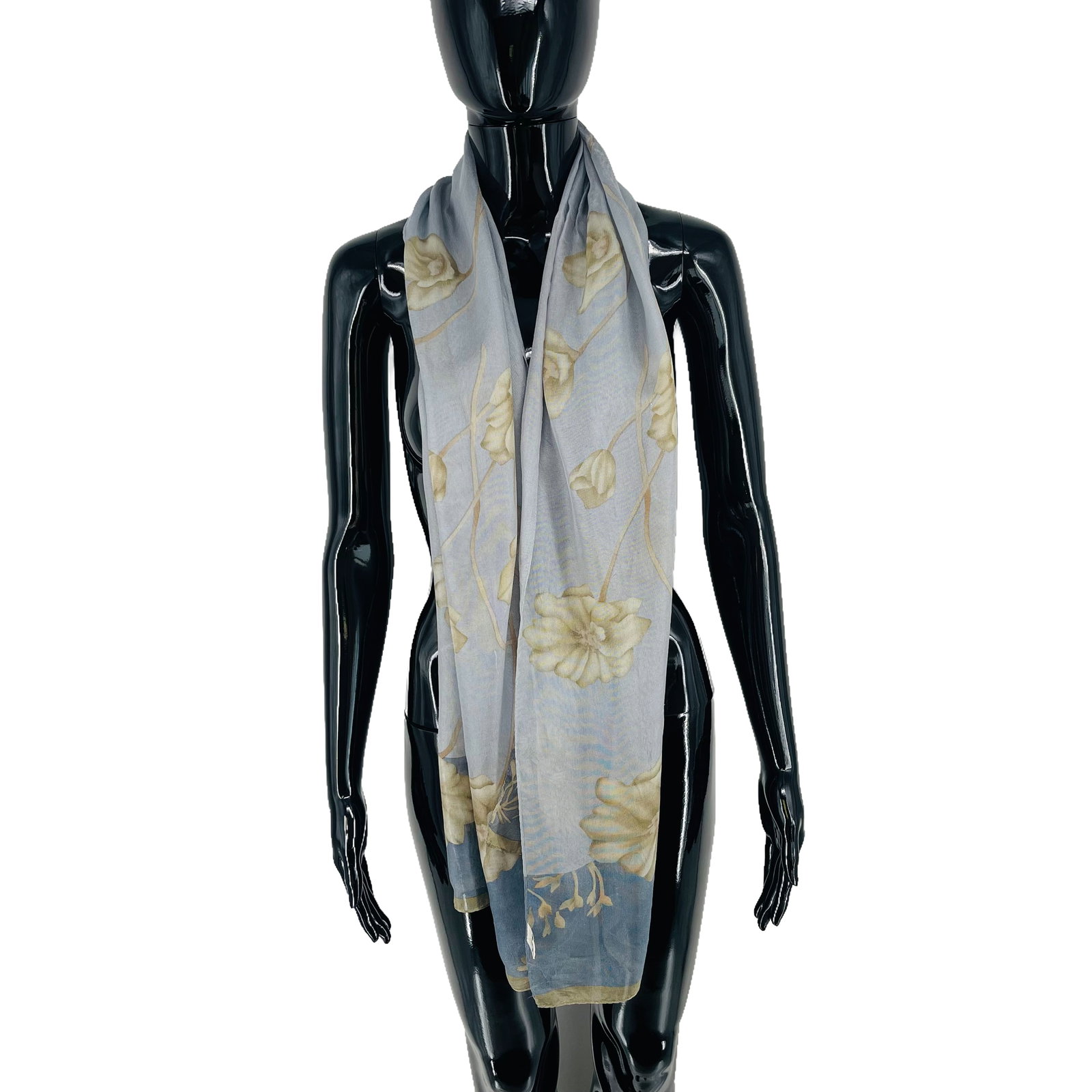 Aquascutum Blue Floral 100% Silk Scarf - 3