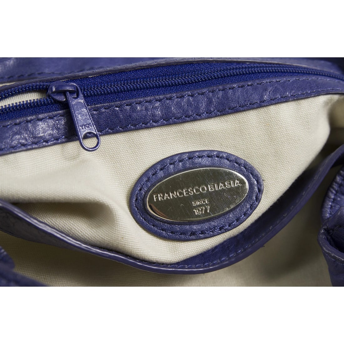 Francesco Biasia Blue Leather Top Handle Crossbody Shoulder Bag Handbag - 8