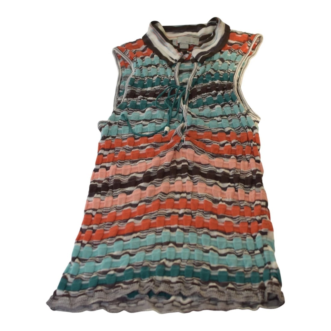 M Missoni Multicolor Patterned Knit Sleeveless Blouse Collared Polo Top size M - 5