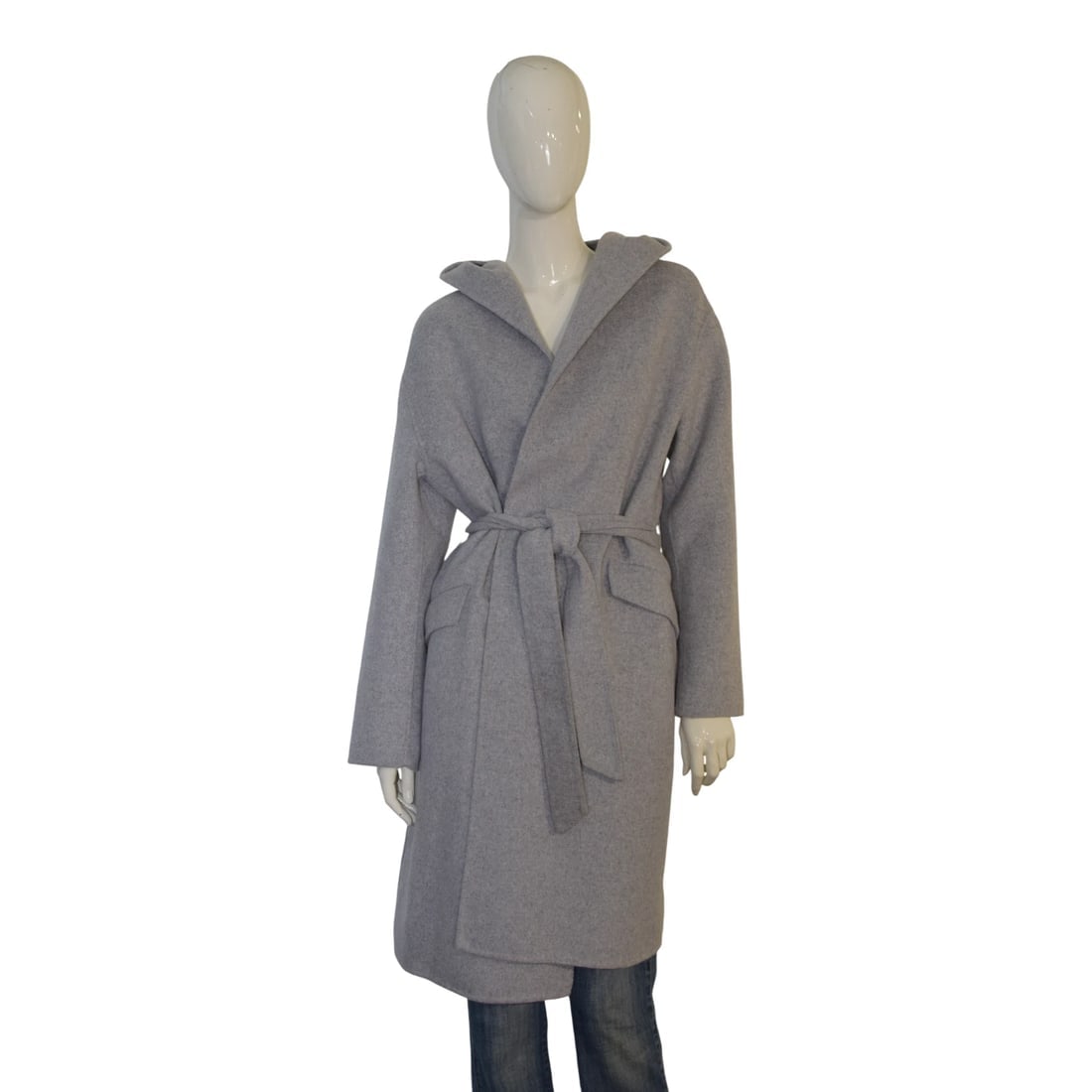 ViCOLO Gray Wool Blend Belted Hooded Wrap Coat Design Minimalist Long Jacket M: Title: ViCOLO Gray Wool Blend Belted Hooded Wrap Coat Design Minimalist Long Jacket M Description:ViCOLO Gray Wool Blend Belted Hooded Wrap Coat Design Minimalist Long Jacket M Wrap yourself in