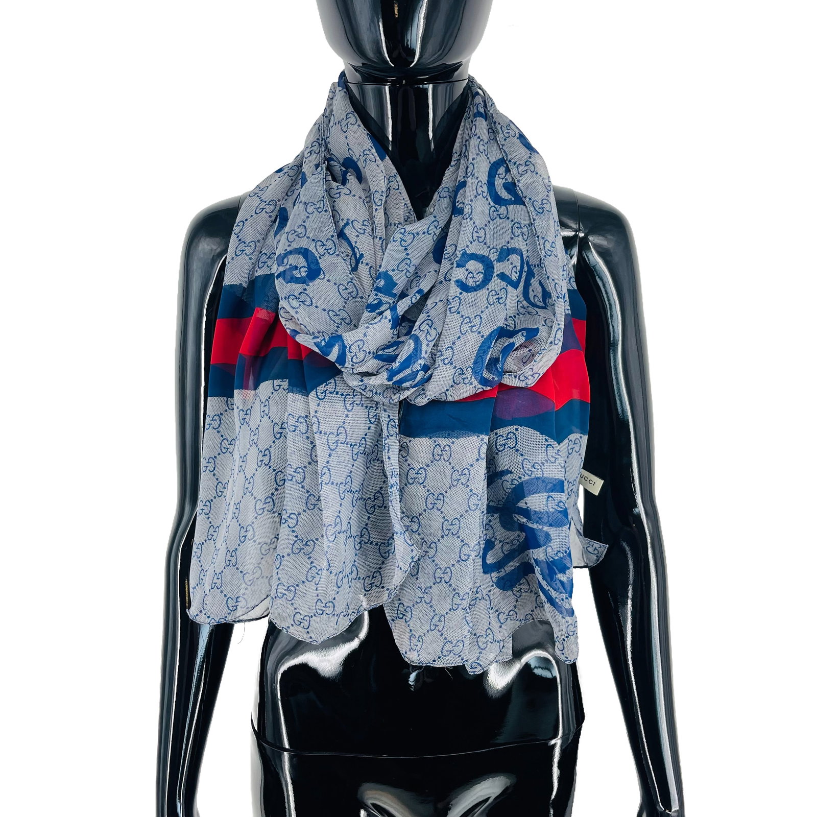 Gucci Blue Printed 100% Silk Scarf - 4