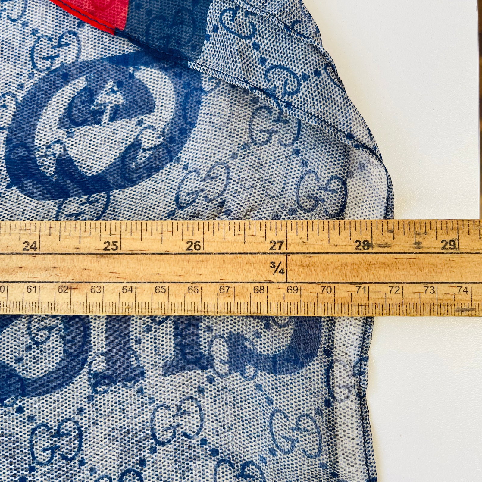 Gucci Blue Printed 100% Silk Scarf - 8