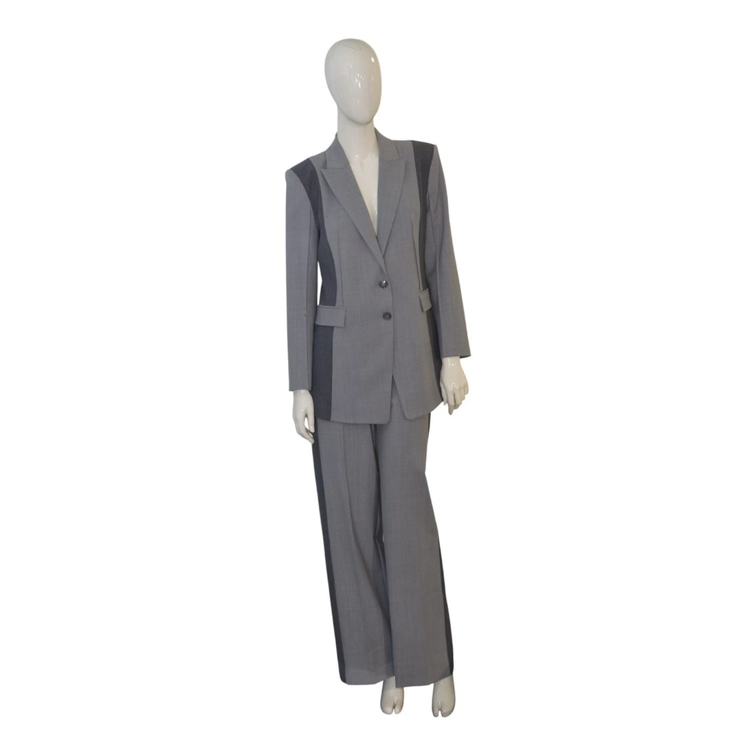 Patrizia Pepe Grey Virgin Wool Blazer & Pants Suit – Italian Designer, Size 44 (1 of 20)
