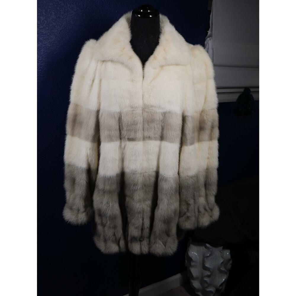 Gorgeous Designer Grosvenor Pearl & Sapphire Ombre Degrade Mink Fur Coat Jacket (1 of 6)