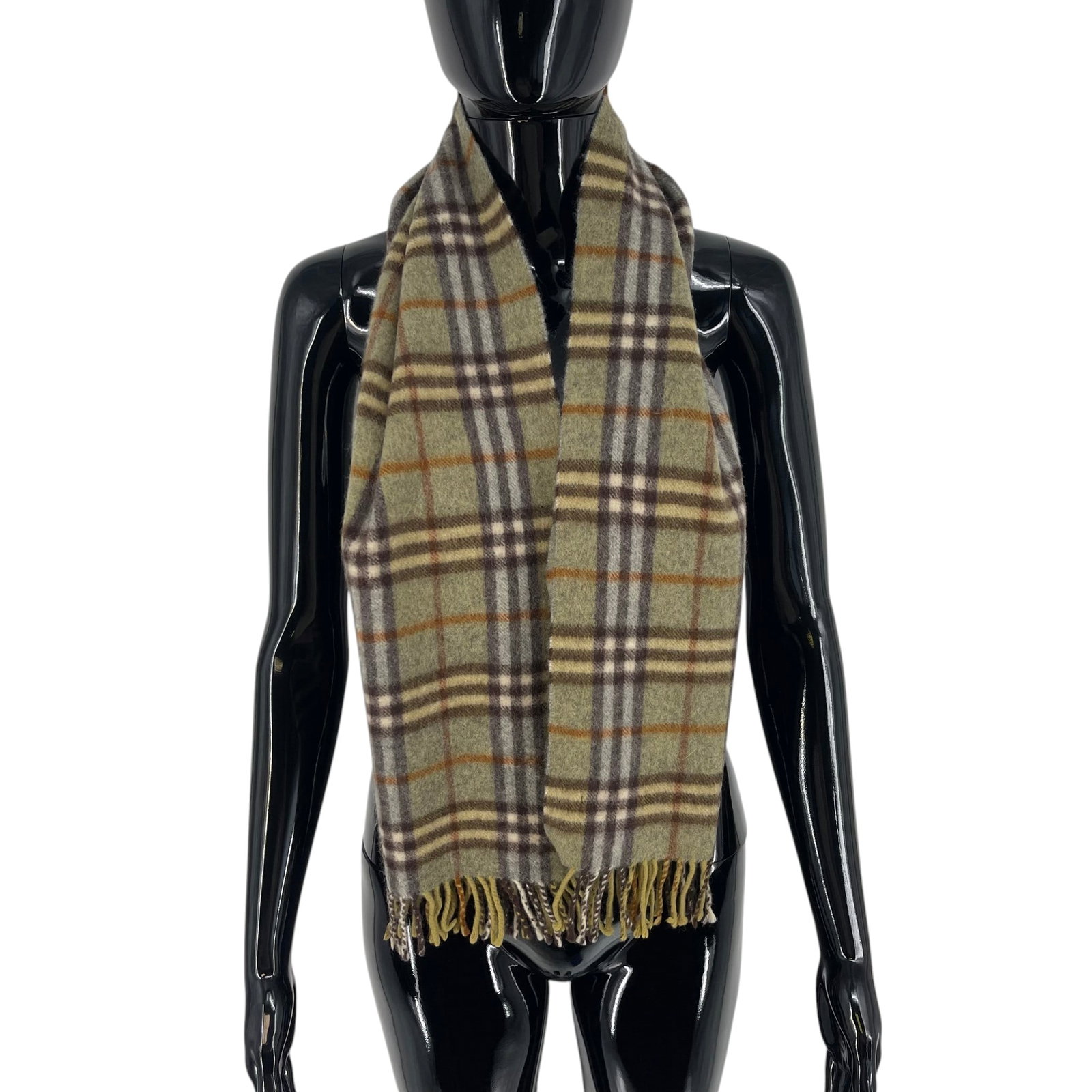 Burberry Green Plaid 90% Wool 10% Cashmere Scarf - 3