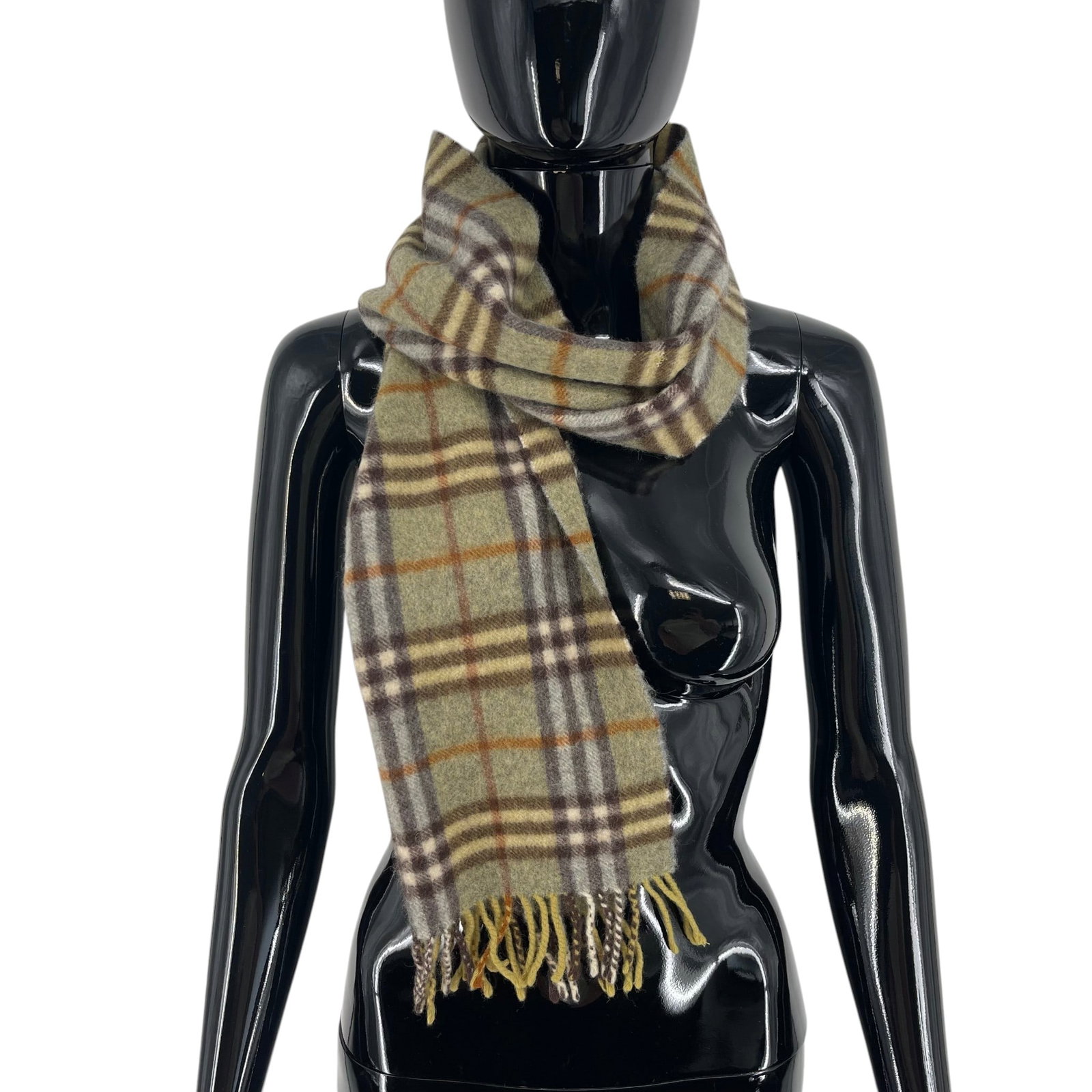 Burberry Green Plaid 90% Wool 10% Cashmere Scarf - 4