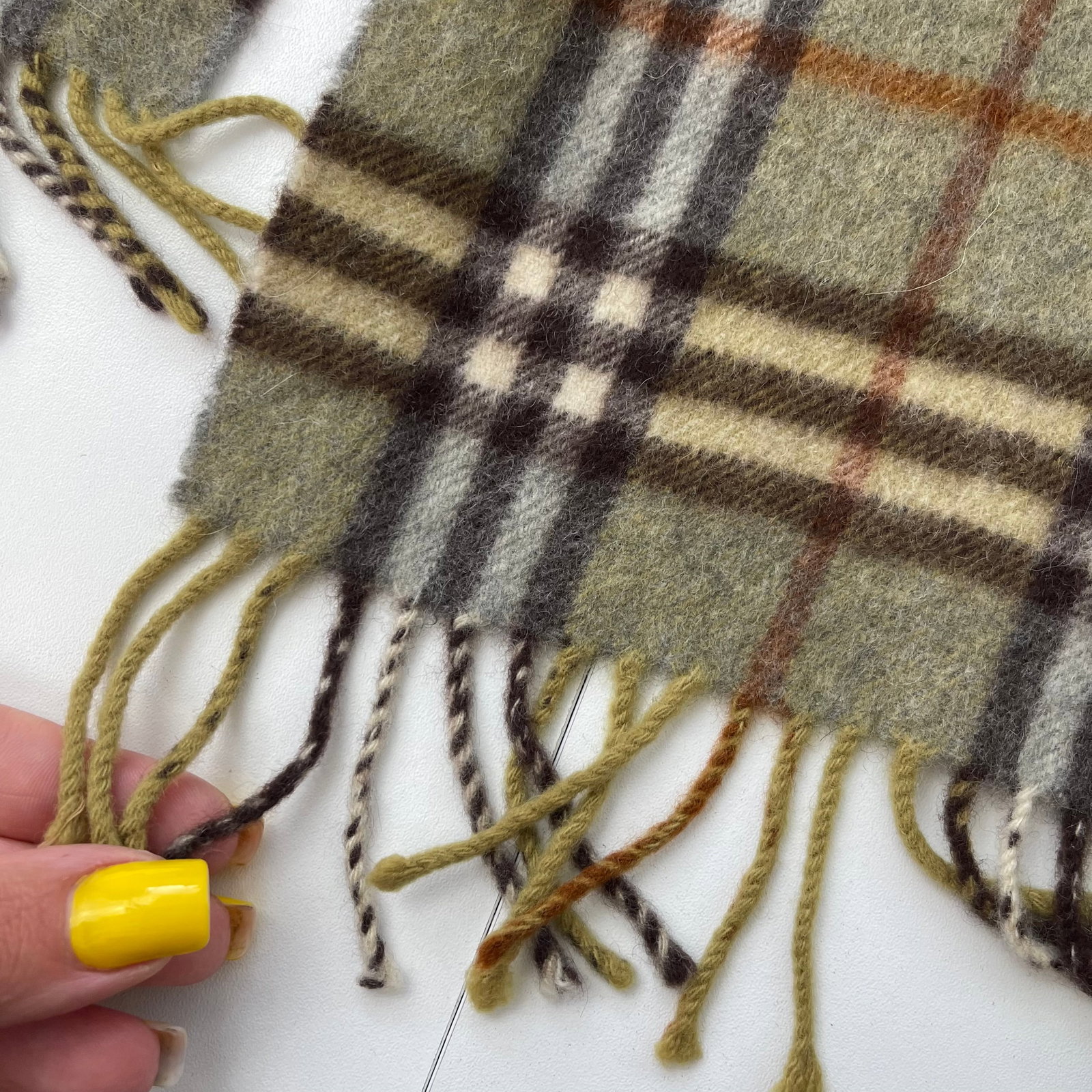 Burberry Green Plaid 90% Wool 10% Cashmere Scarf - 6