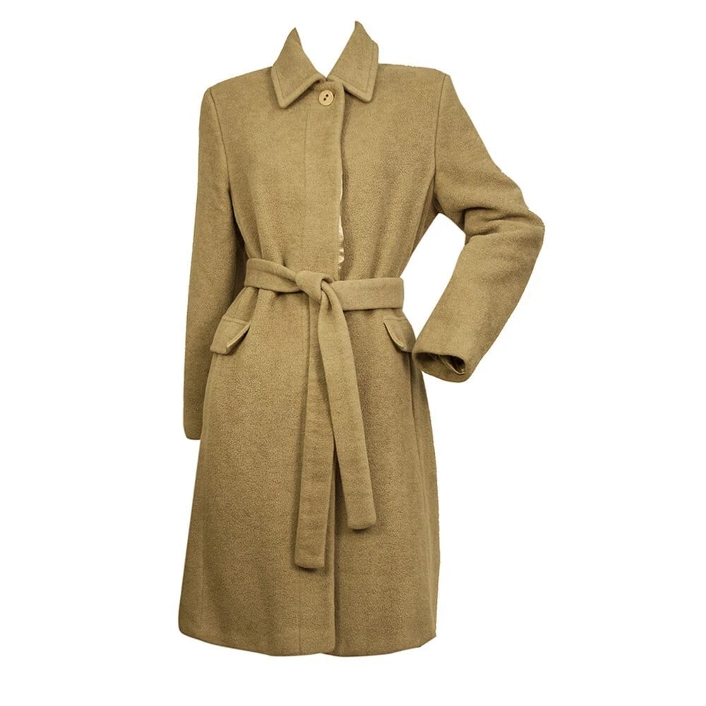 Per te by Krizia 100% Virgin Wool Button Front Belted Classic Coat - 6