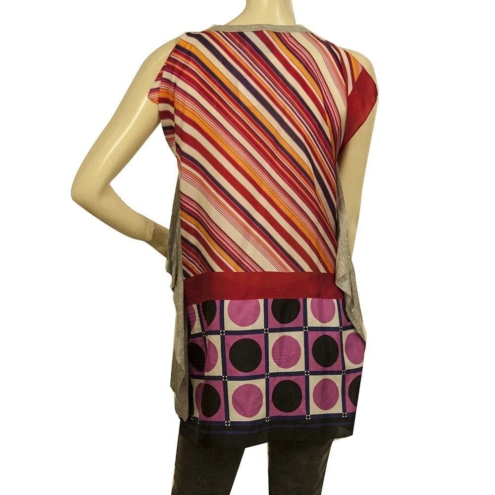 Dolce & Gabbana Gray Front Multicolor Silk Back Sleeveless Tank Top size 40 - 2