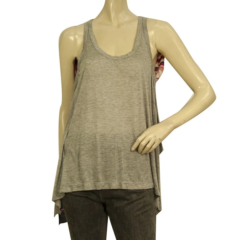 Dolce & Gabbana Gray Front Multicolor Silk Back Sleeveless Tank Top size 40 - 3