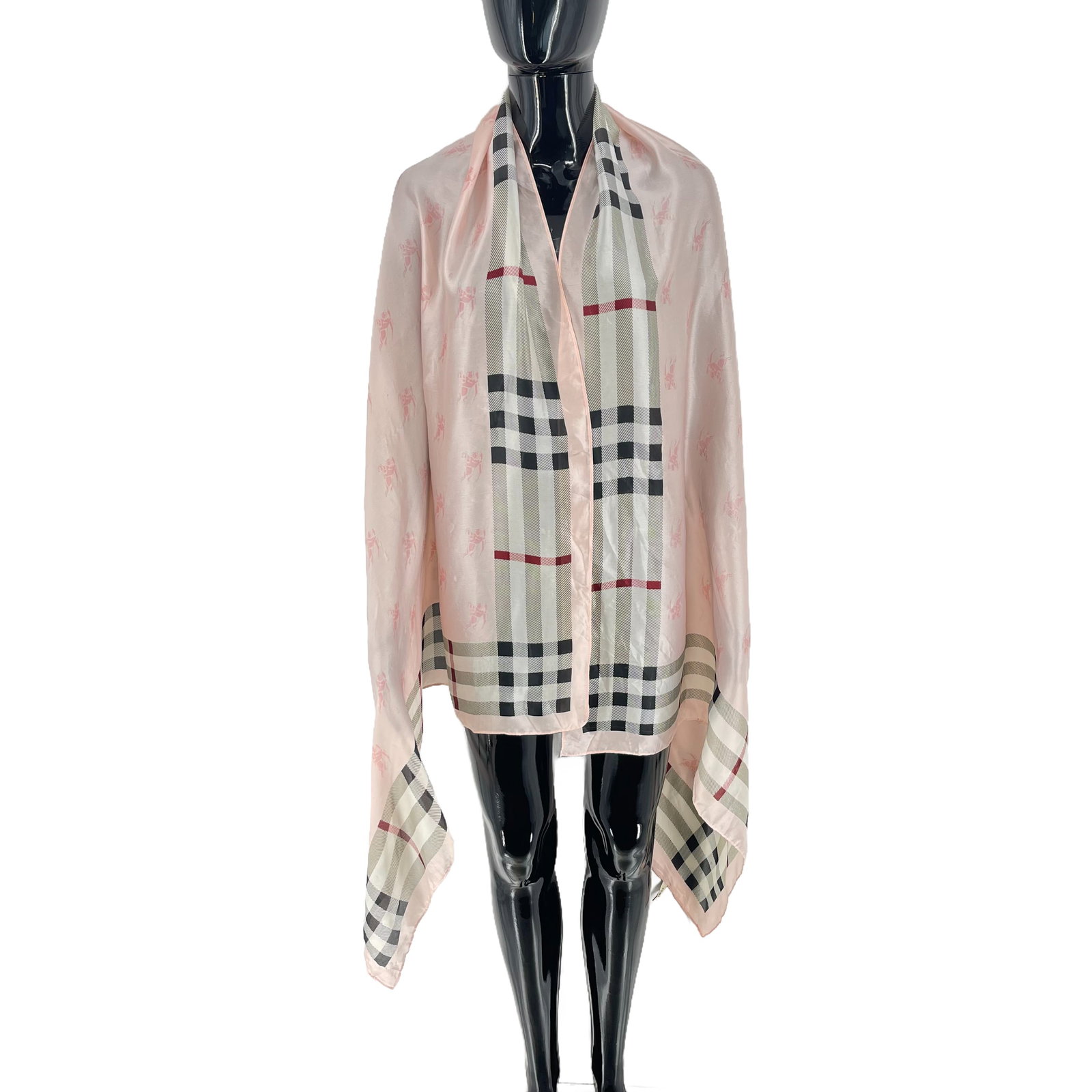 Burberry Pink Plaid 100% Silk Scarf: Title: Burberry Pink Plaid 100% Silk Scarf Brand:Burberry Date/Period:Modern Materials:100% Silk Size:One Size Description:Burberry Pink Plaid 100% Silk Scarf Reserve: $90.00 Shipping: Domestic: