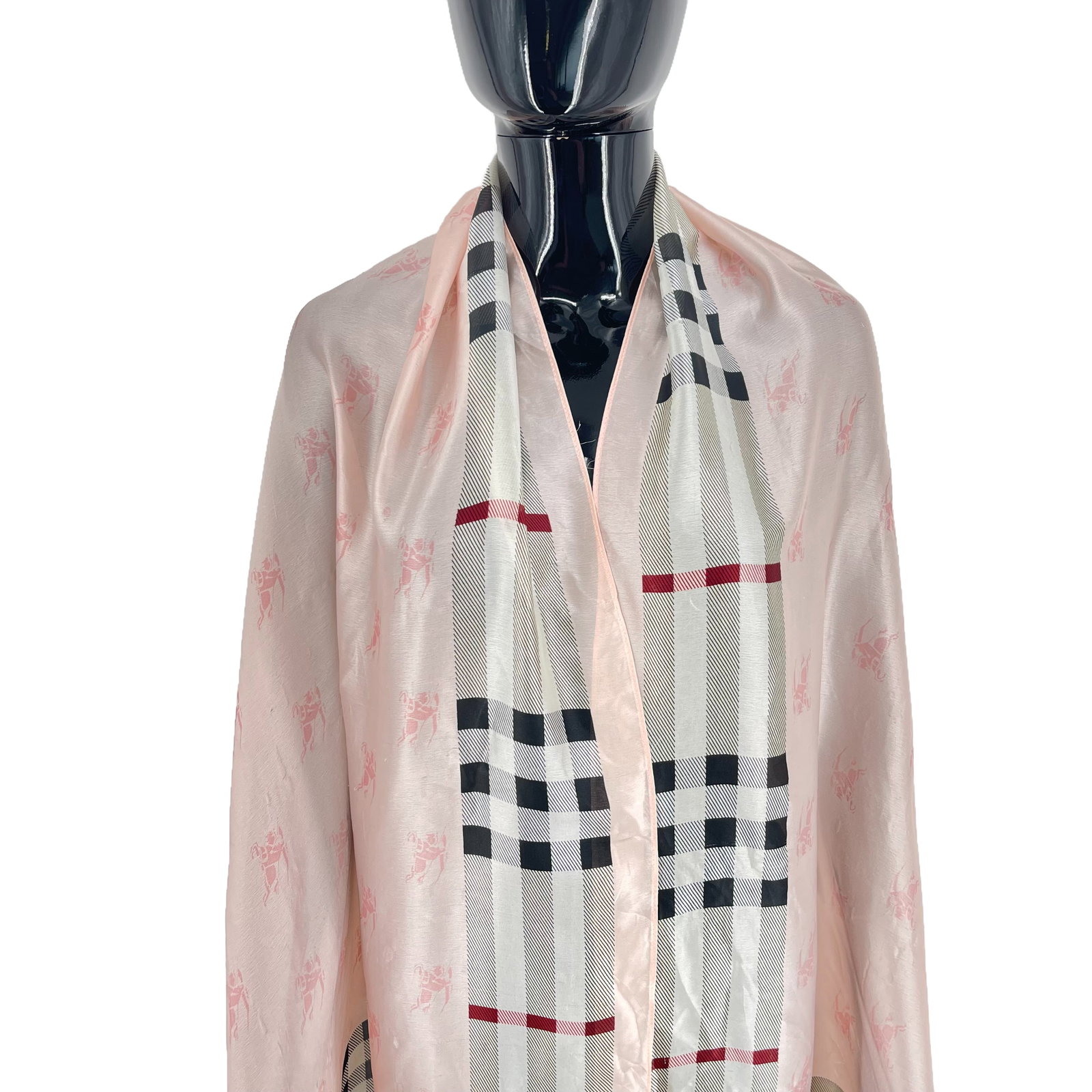 Burberry Pink Plaid 100% Silk Scarf - 2